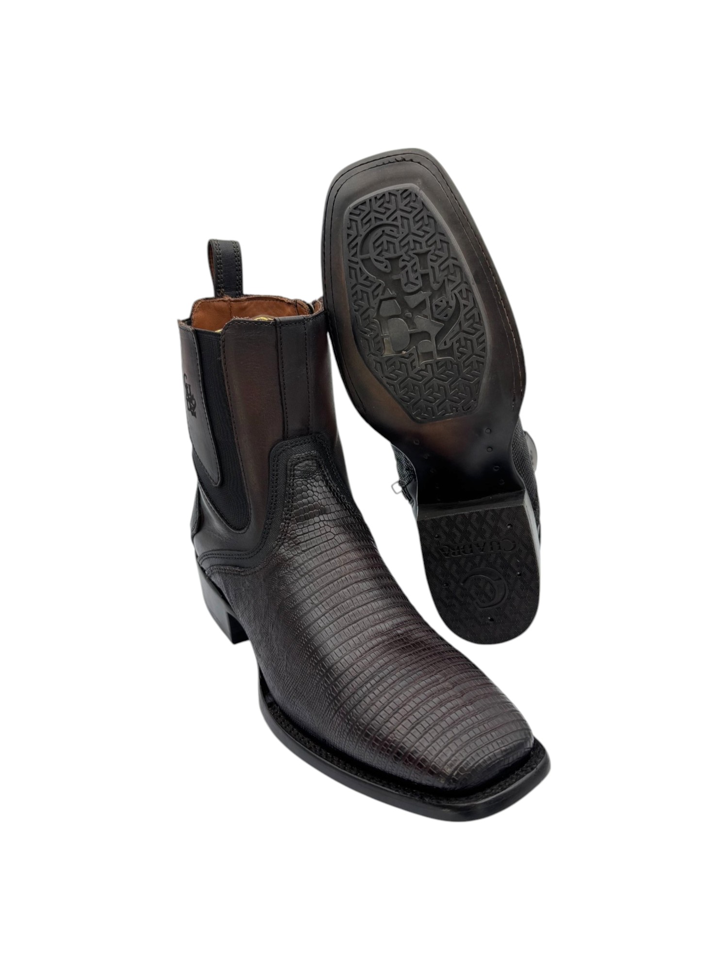 BOTIN CUADRA LIZARD TEJU CAFÉ CABALLERO