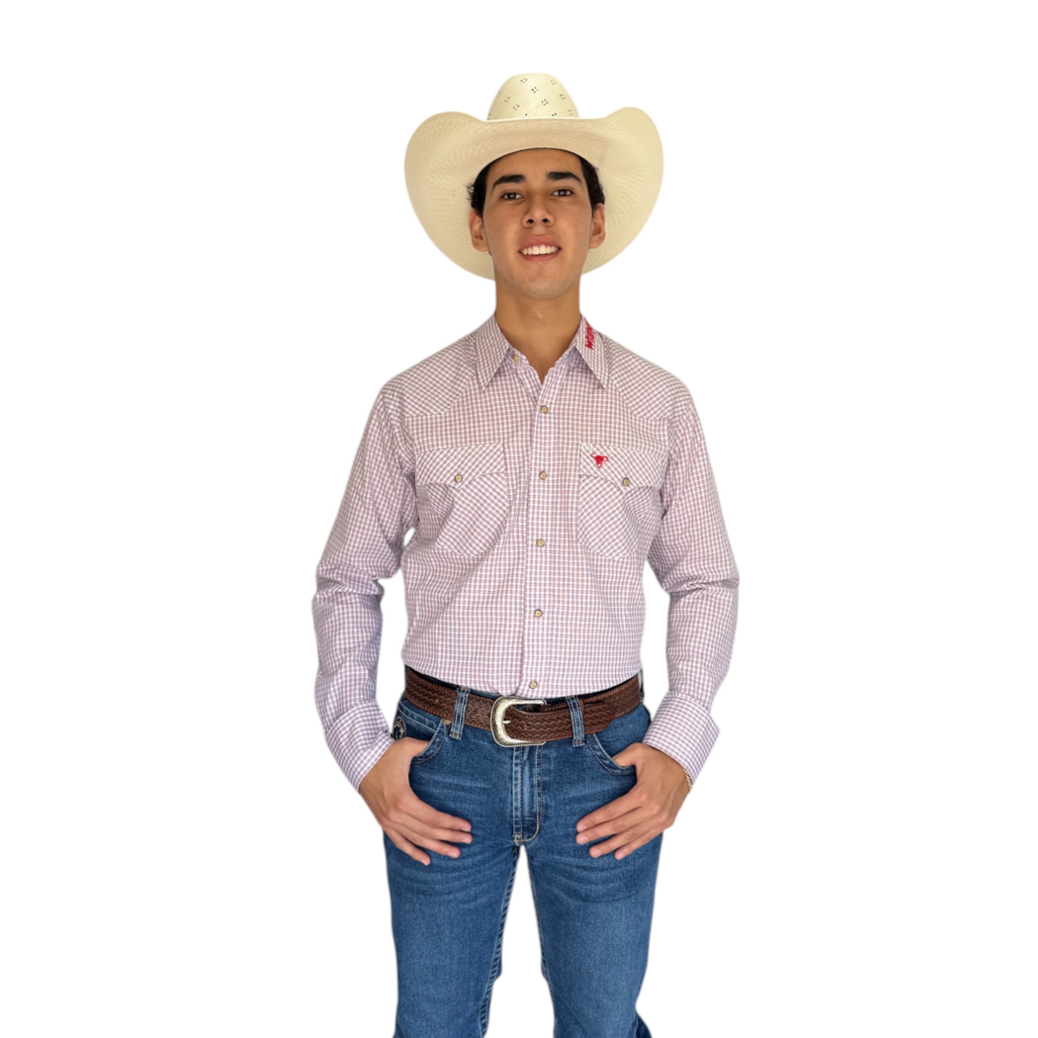 CAMISA VAQUERA WRANGLER MANGA LARGA HOMBRE BLANCO/ROJO