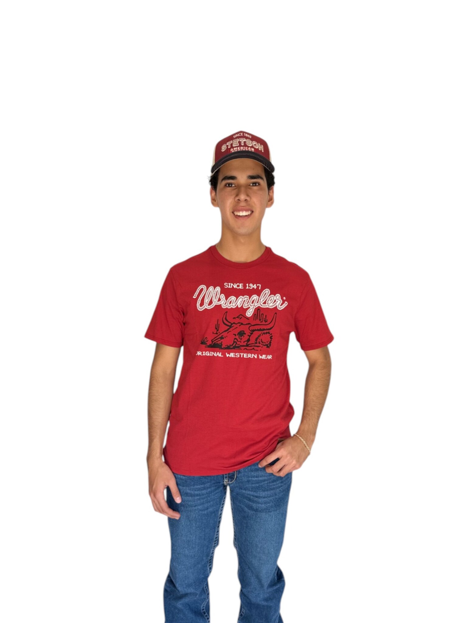 PLAYERA WRANGLER ROJO ESTAMPADO DEL OESTE