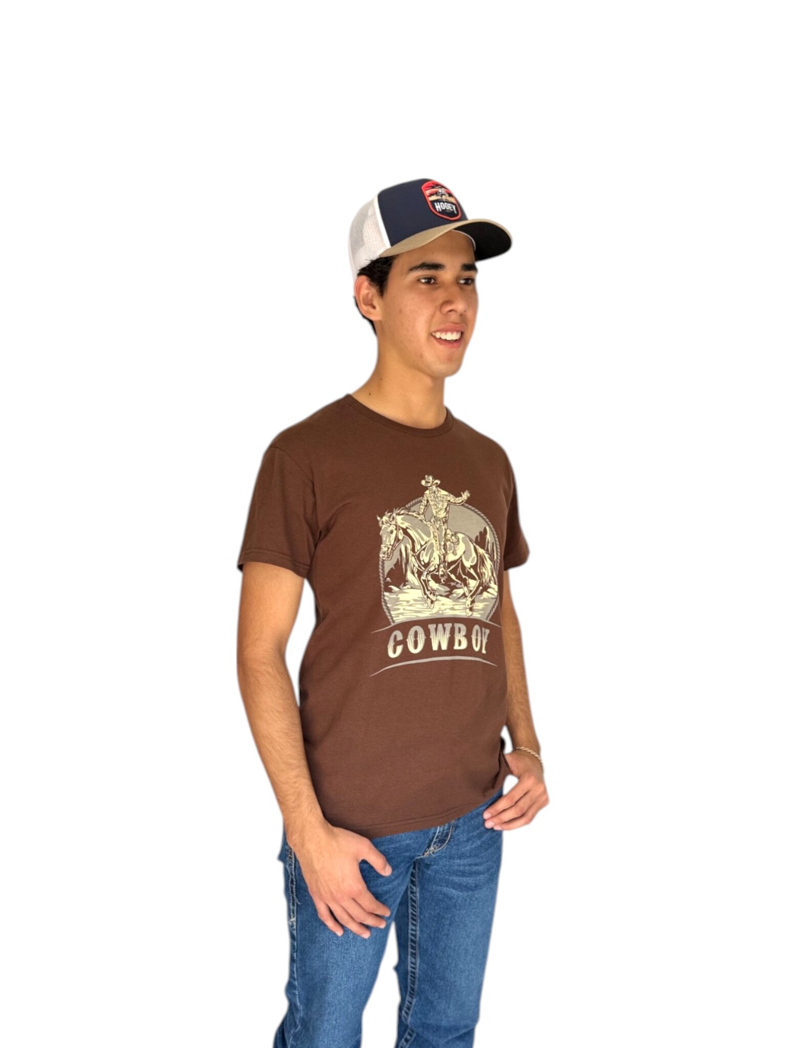 PLAYERA HOT PIPE CAFÉ ESTAMPADO BRONCO