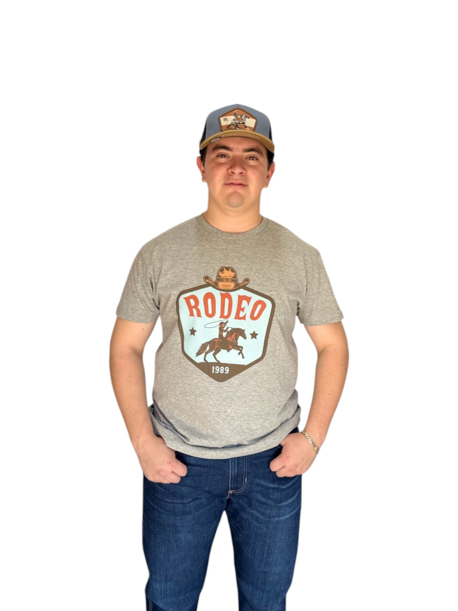 PLAYERA HOT PIPE GRIS ESTAMPADO RODEO