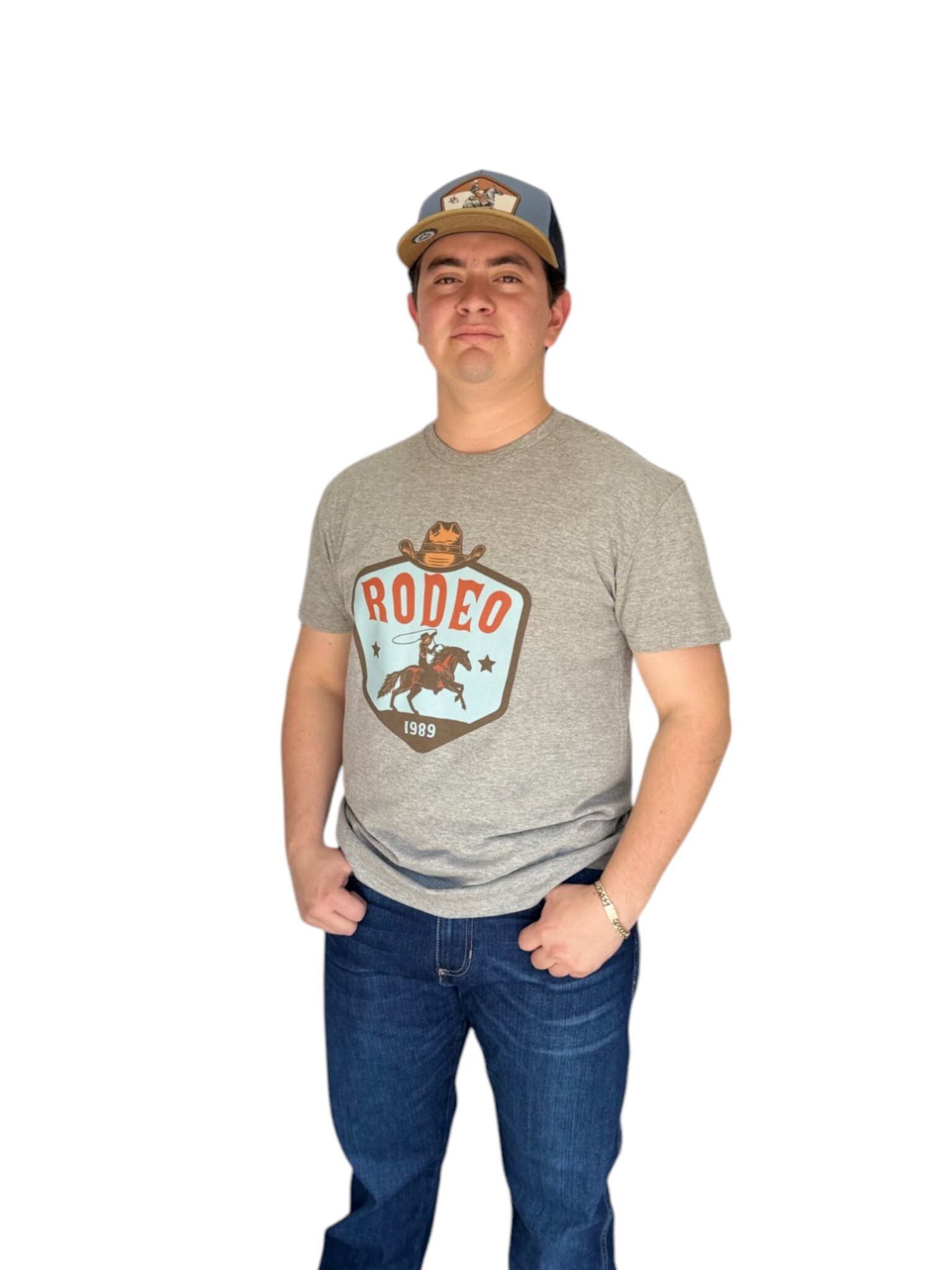 PLAYERA HOT PIPE GRIS ESTAMPADO RODEO
