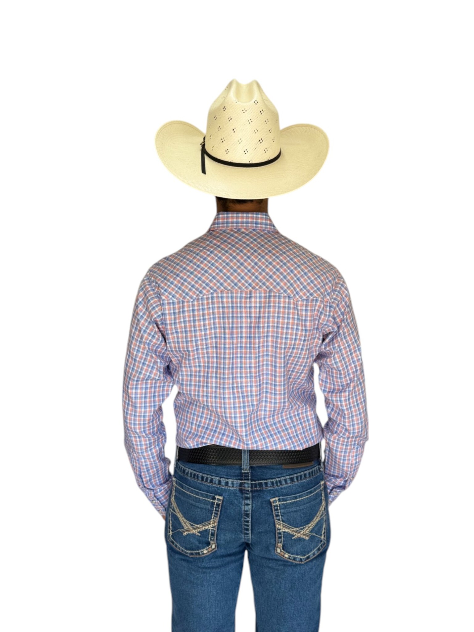 CAMISA VAQUERA WRANGLER MANGA LARGA HOMBRE BLANCO/AZUL/NARANJA
