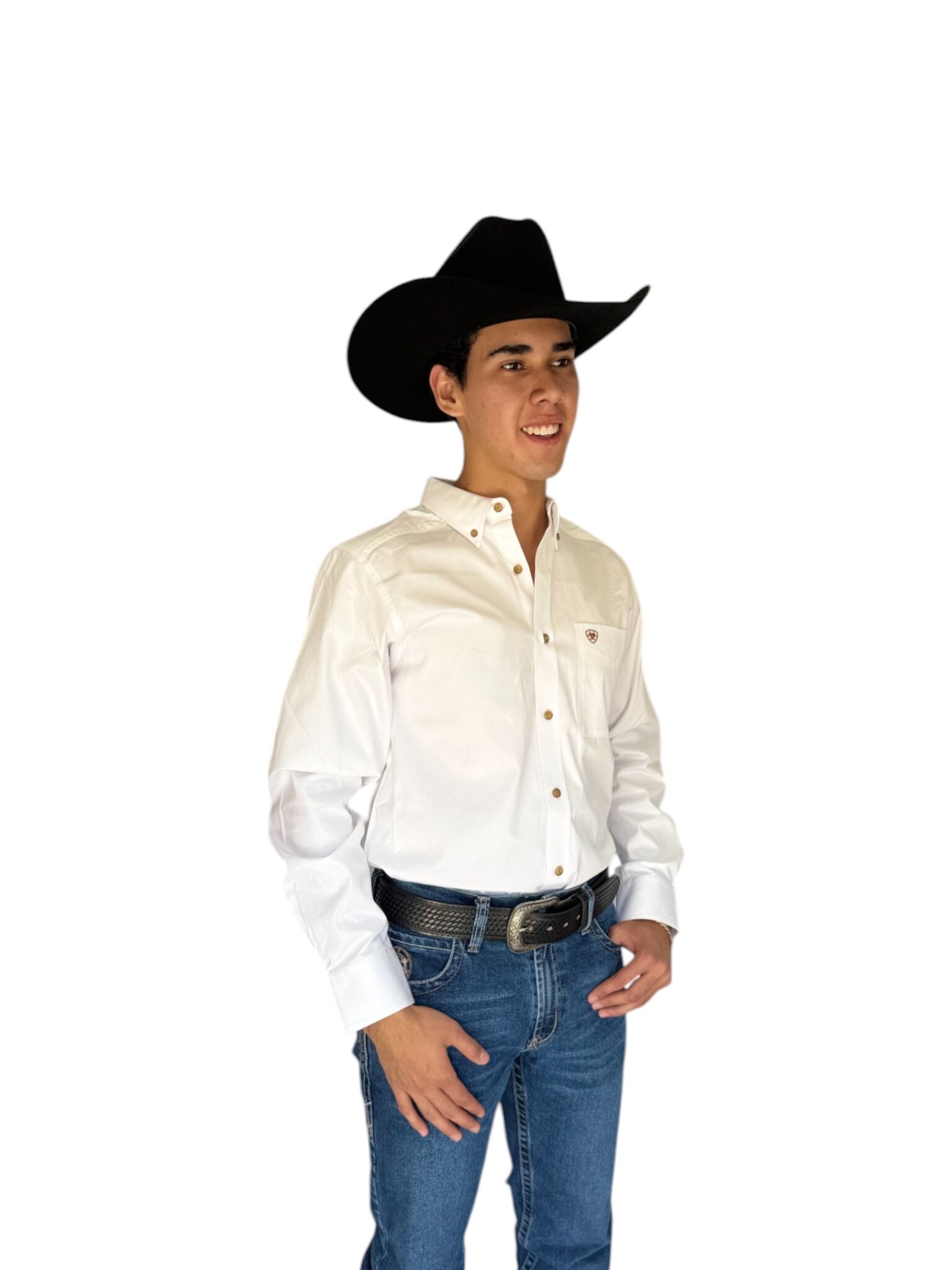 CAMISA ARIAT SOLID TWILL CORTE FITTED BLANCO