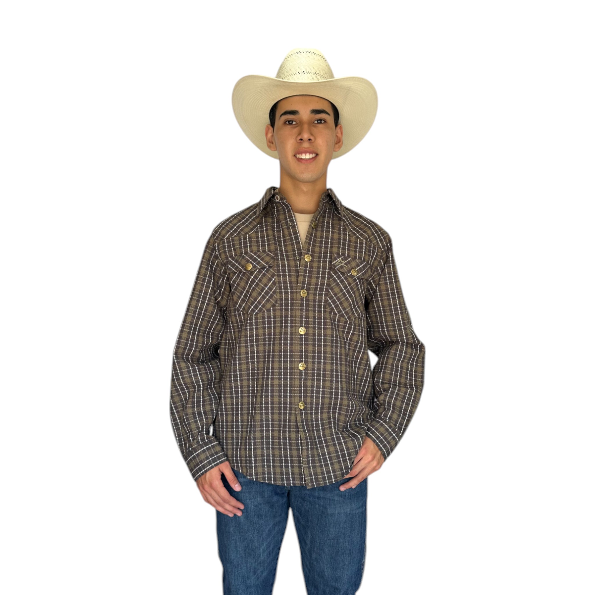 CAMISOLA ICY DENVER PRETEÑIDO CUADROS CAFÉ/BEIGE