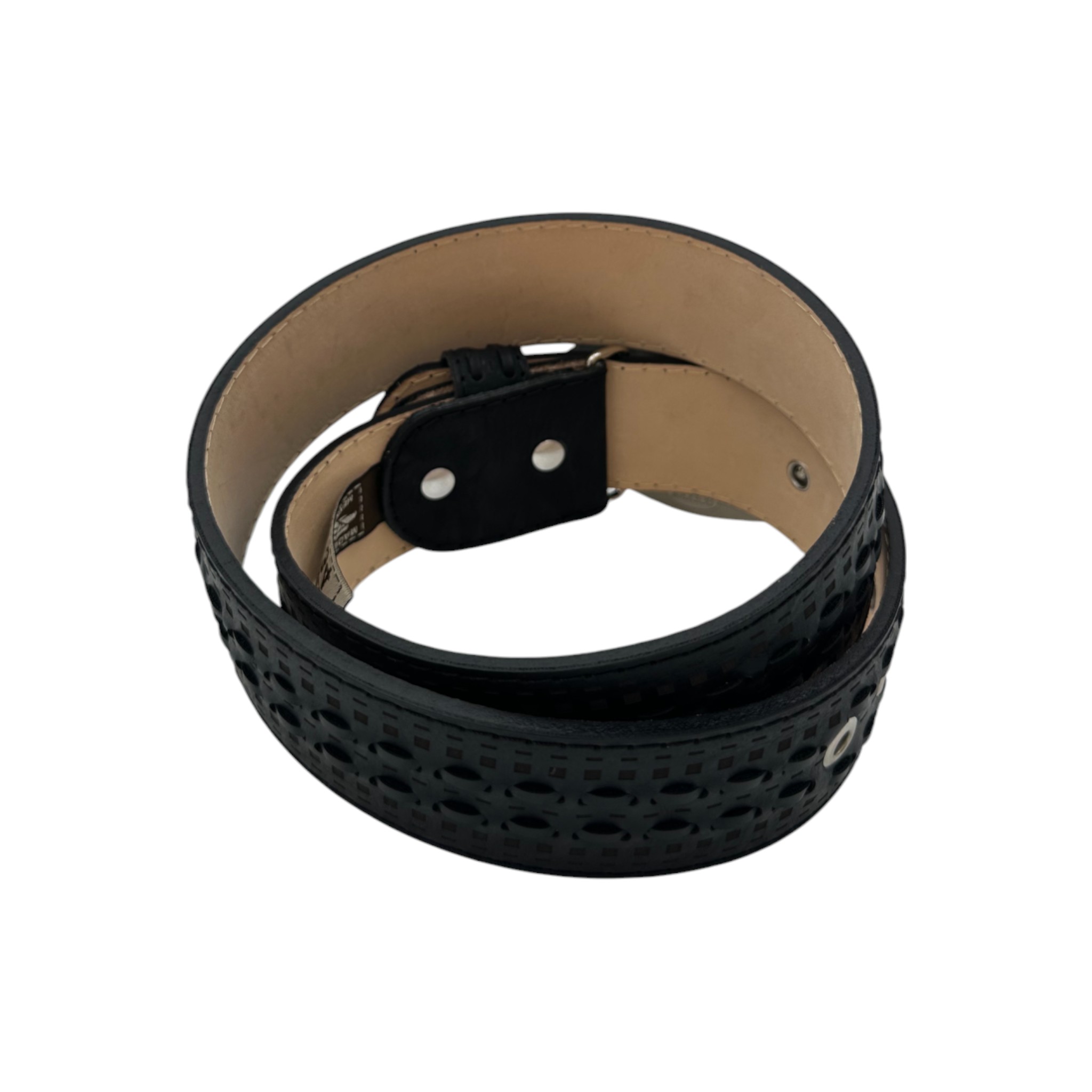 CINTO GRABADO LASER CON PETATILLO NEGRO