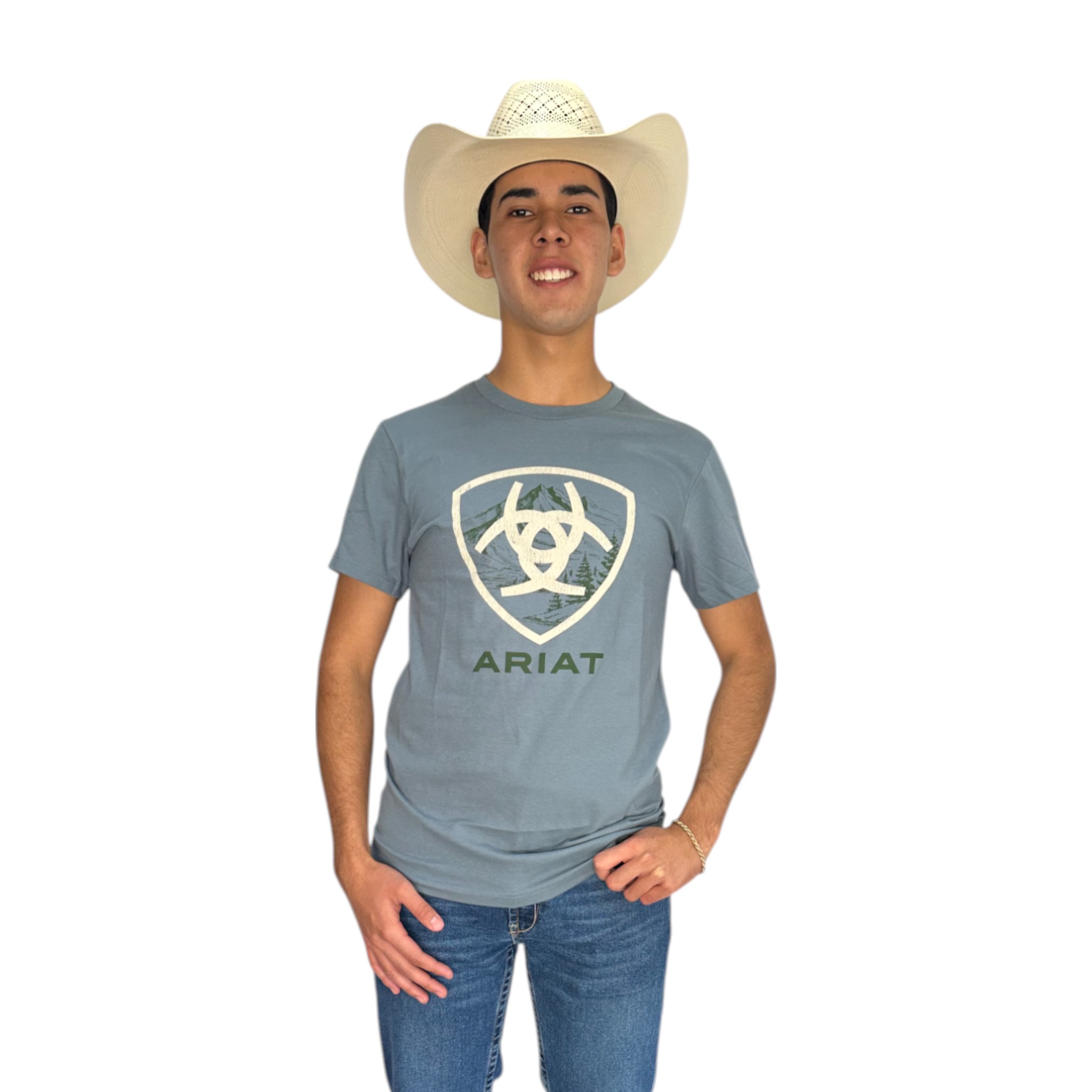 PLAYERA ARIAT LOGO AZUL CIELO