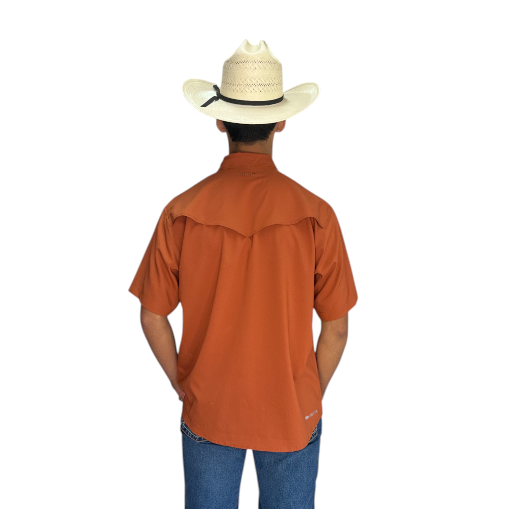 CAMISA ARIAT VENTTEK NARANJA CORTE CLÁSICO
