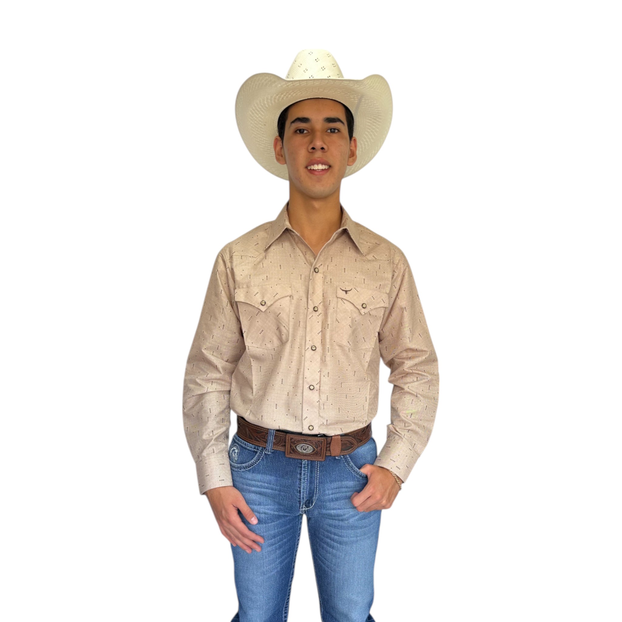 CAMISA RODEO WEST BEIGE CON DISEÑO  FORMAL