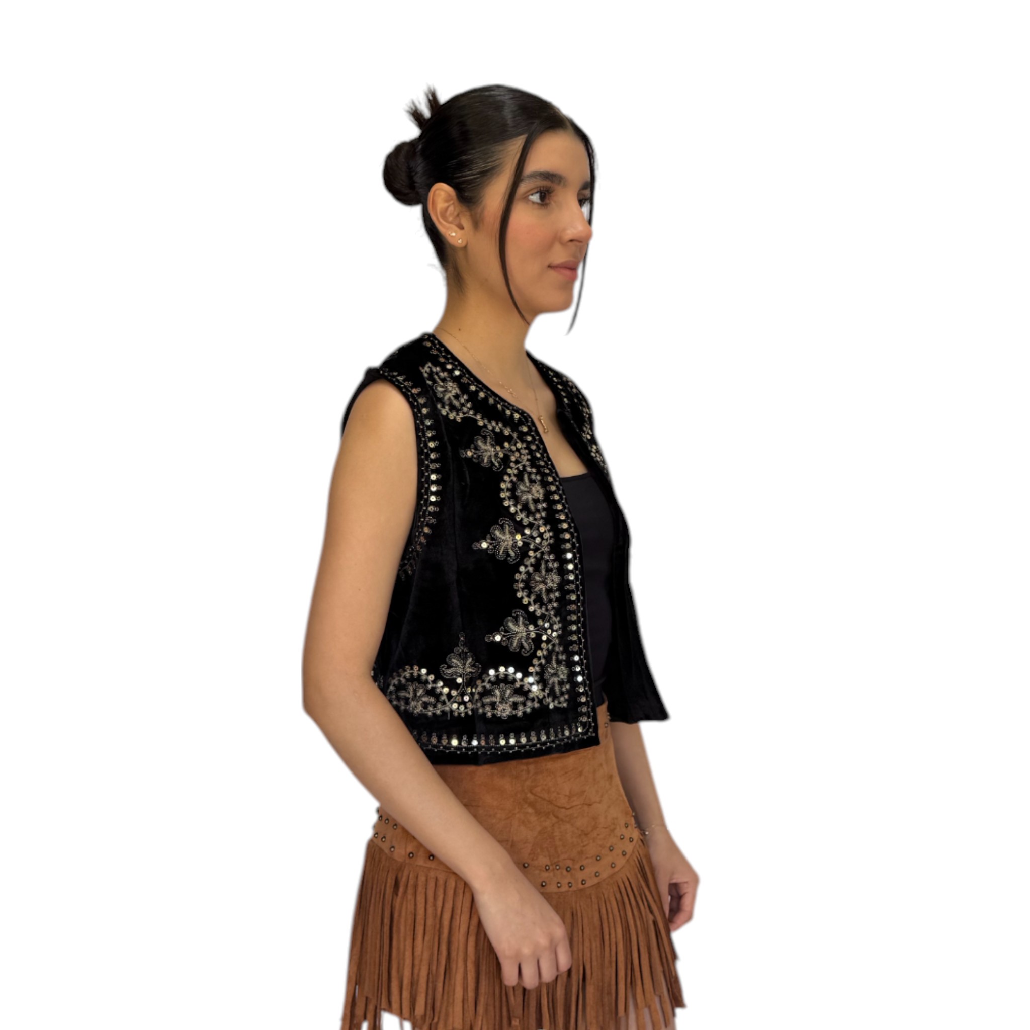 CHALECO RIDERS DAMA BORDADO LENTEJUELAS