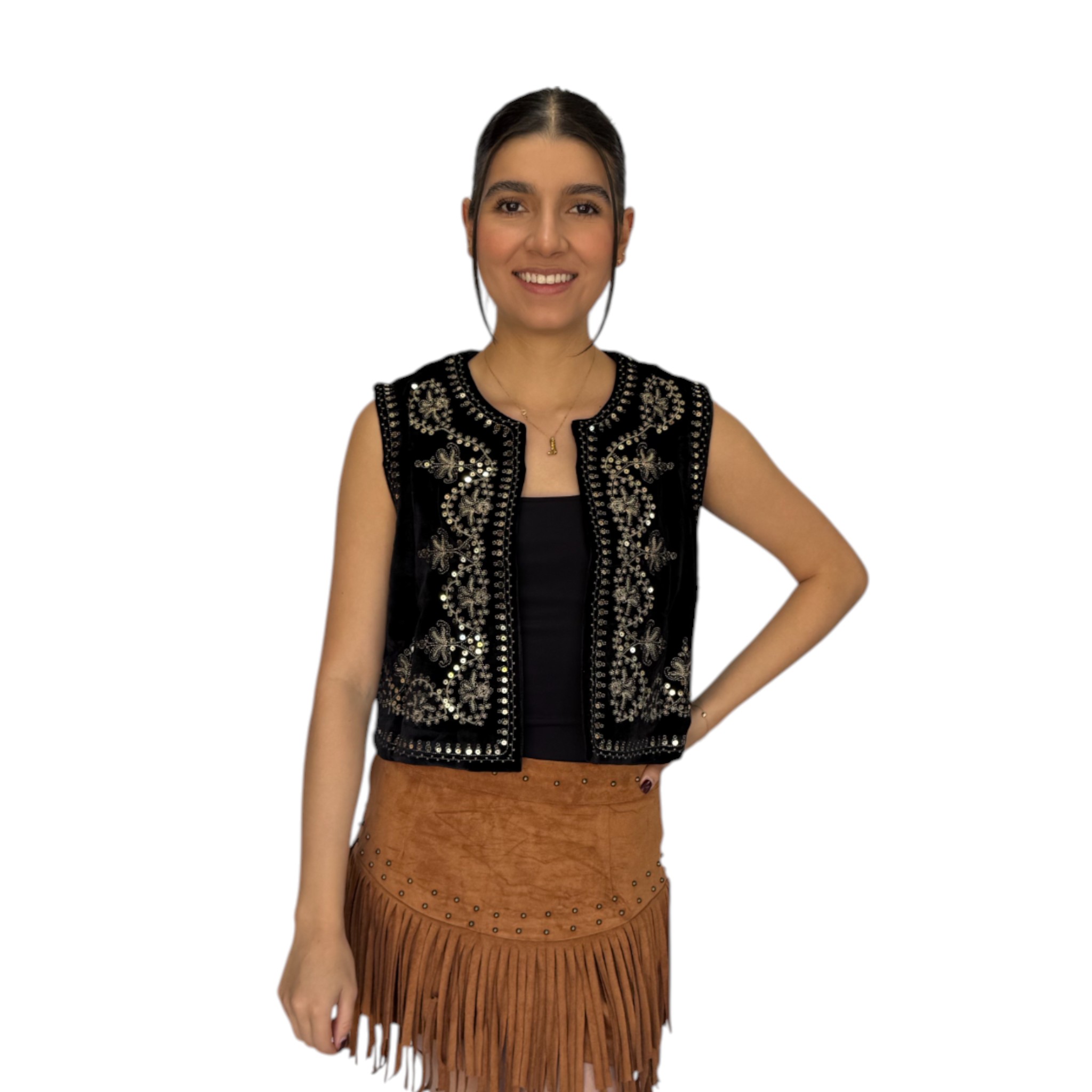 CHALECO RIDERS DAMA BORDADO LENTEJUELAS