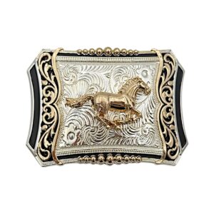 HEBILLA DE ALPACAR VAQUERA CON PERLAS Y BRONCO