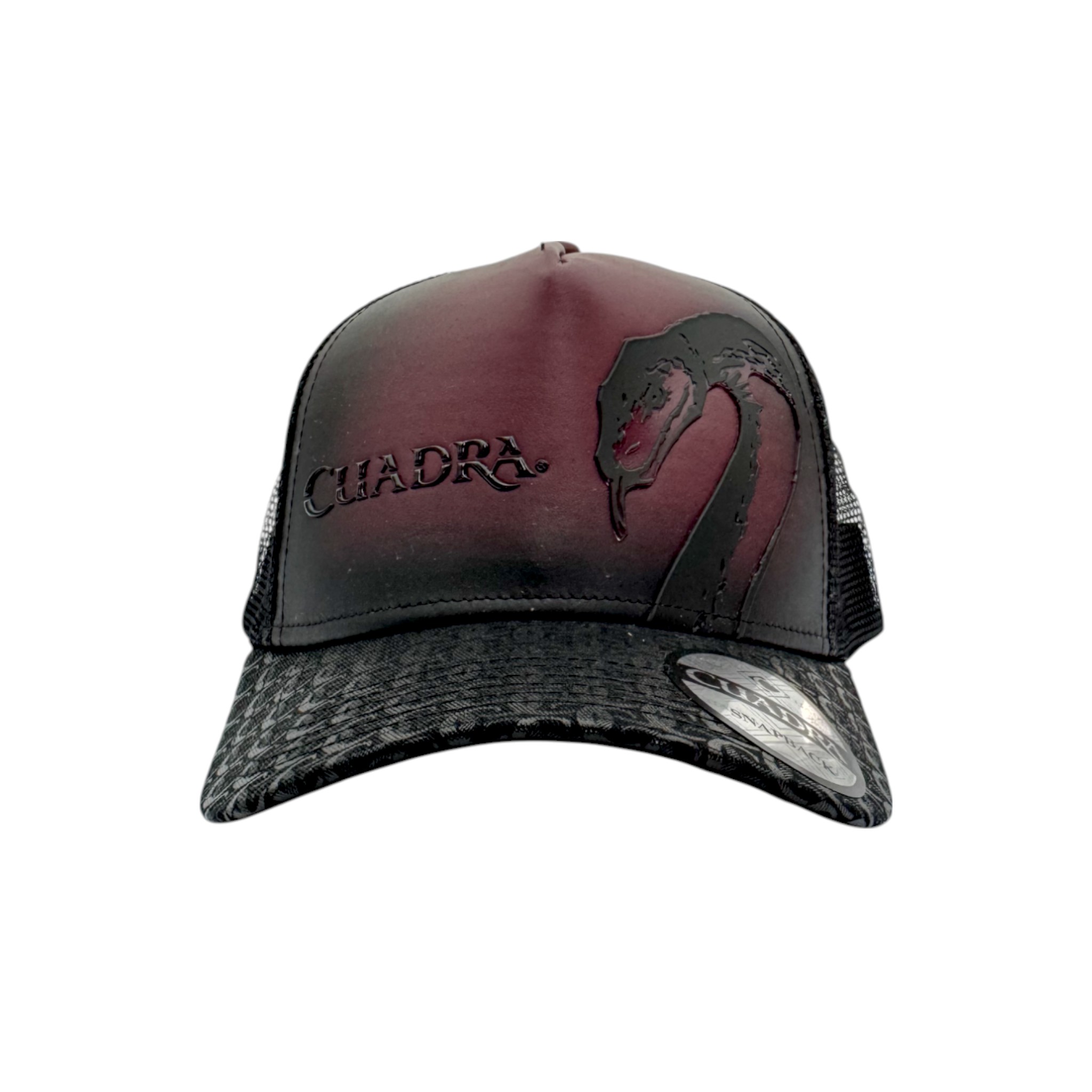 GORRA CUADRA EN PIEL GENUINA CON DISEÑO DE PITON.