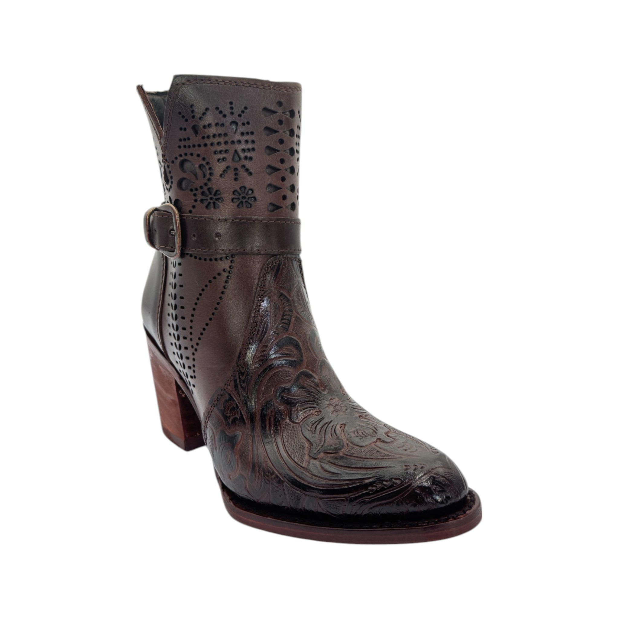 BOTIN DAMA CABALLERANGO CINCELADO CAFÉ