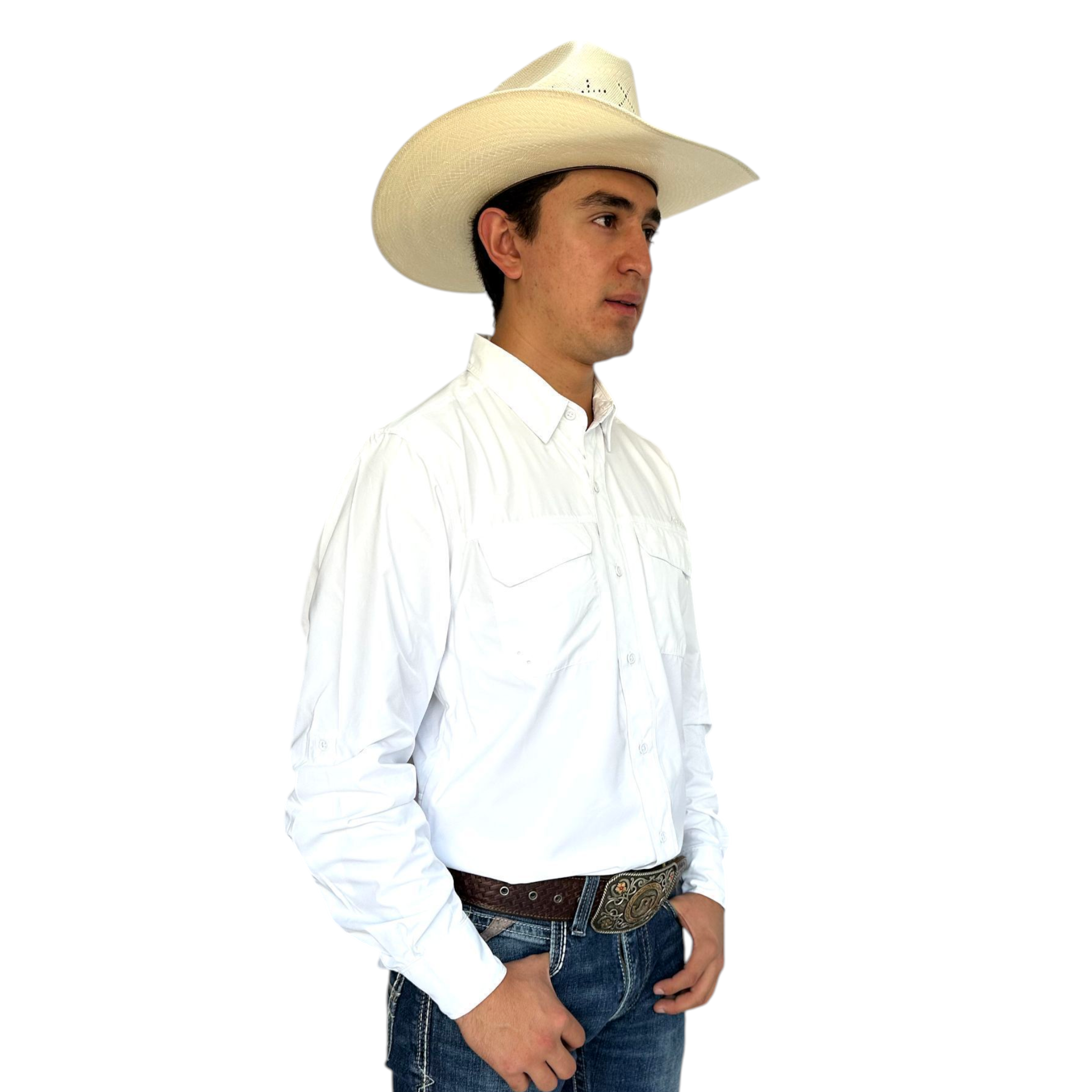 2025/07/1000204656.png CAMISA ARIAT VENTTEK OUTBOUND BLANCO LISO CORTE FITTED