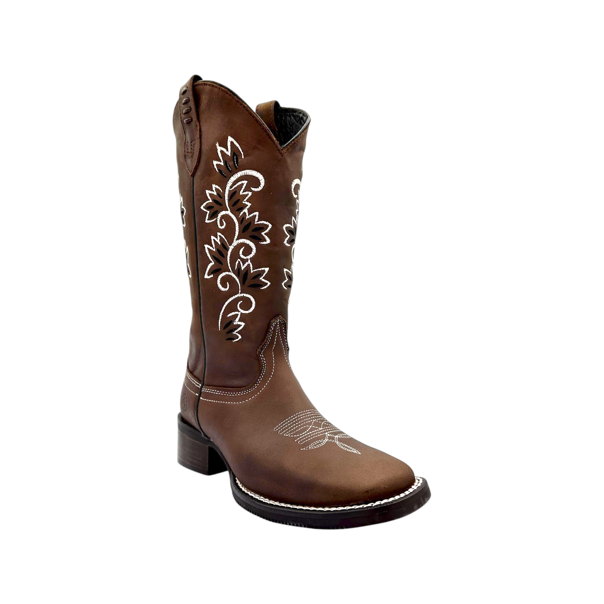 BOTA CABALLO DORADO EN HORMA RODEO EN BORDADO CON LASER CRAZY TANG.