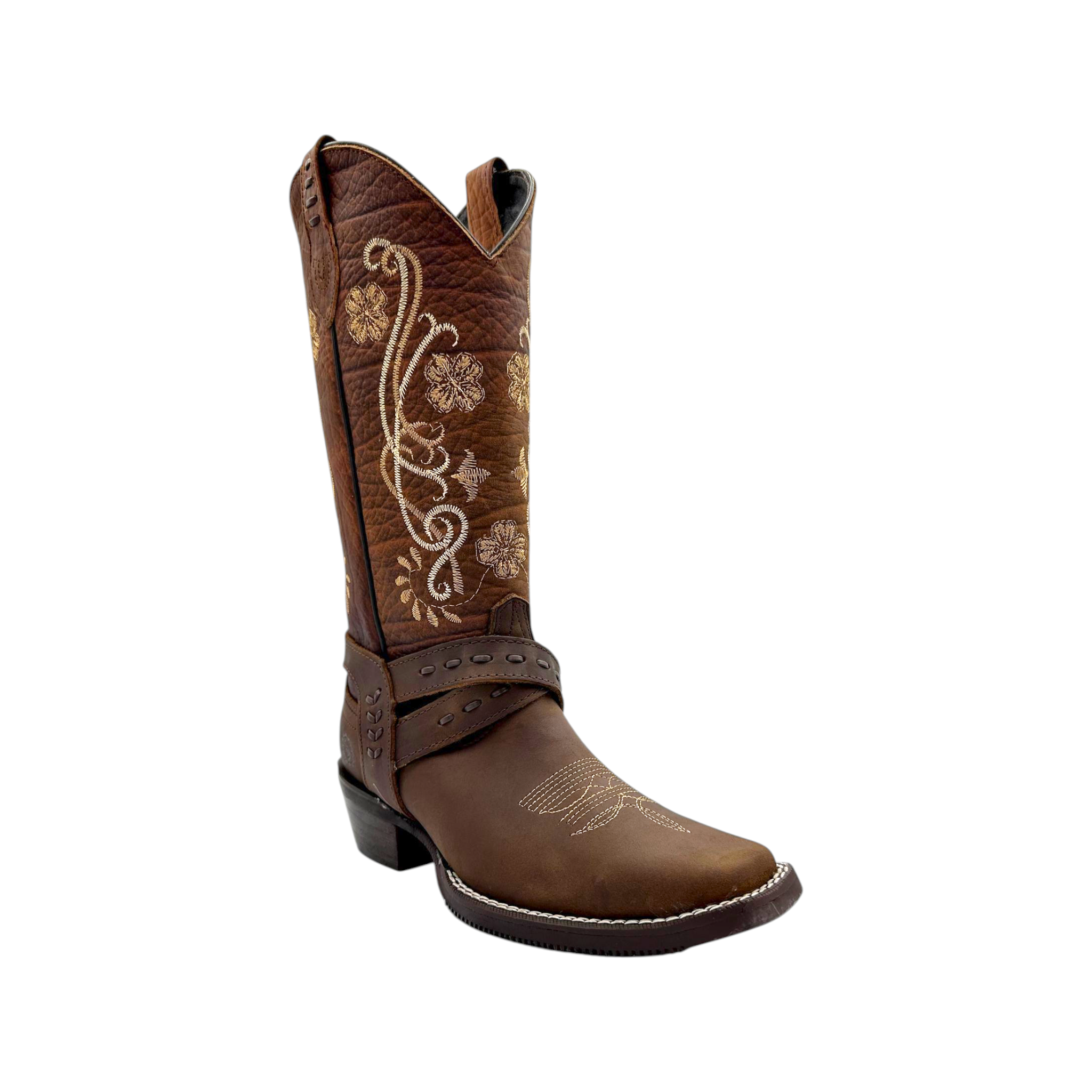 BOTA CABALLO DORADO EN HORMA TROMPA DE PUERCO EN BORDADO LASER CRAZY TANG