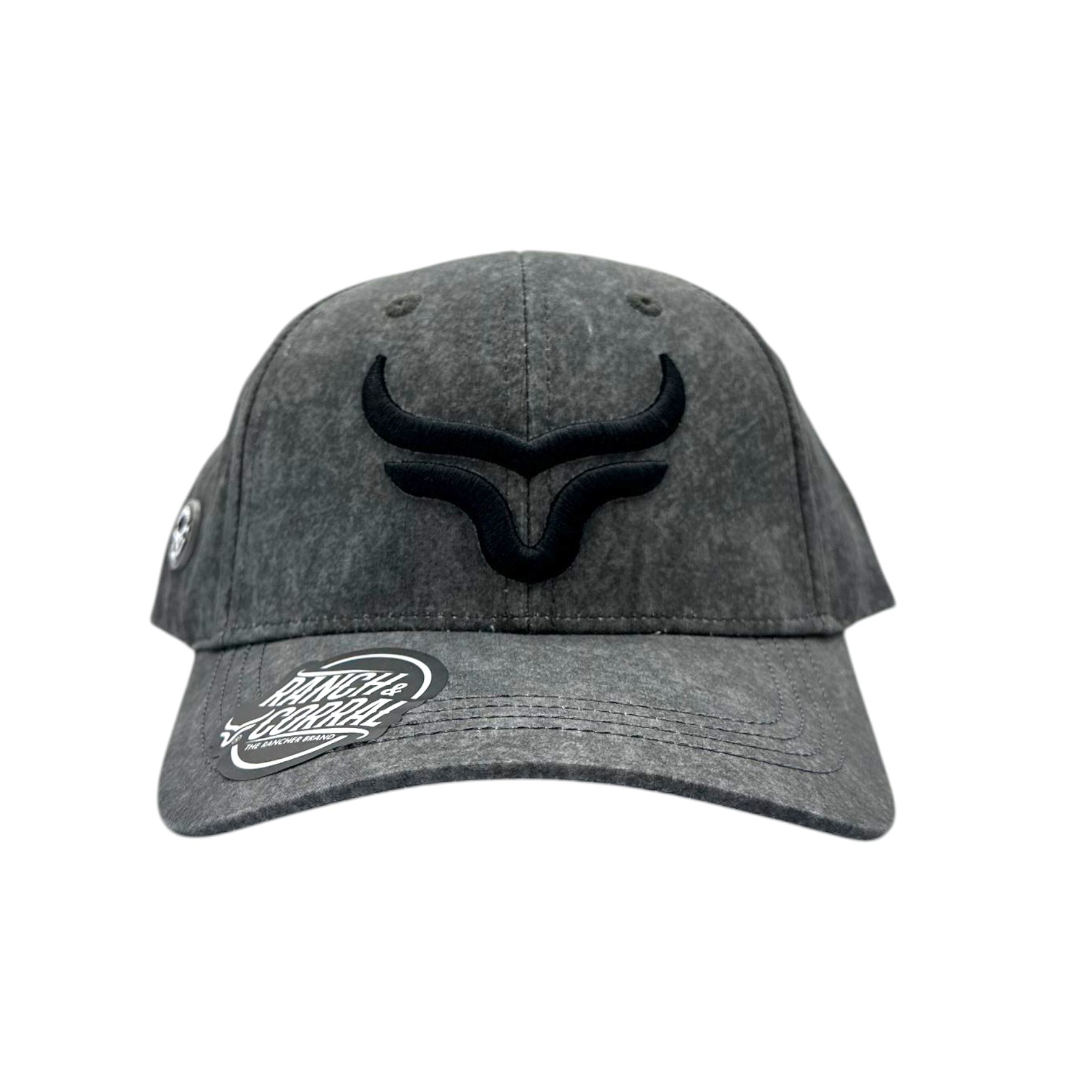 GORRA RANCH&CORRAL CLASSIC GRIS LOGO NEGRO.