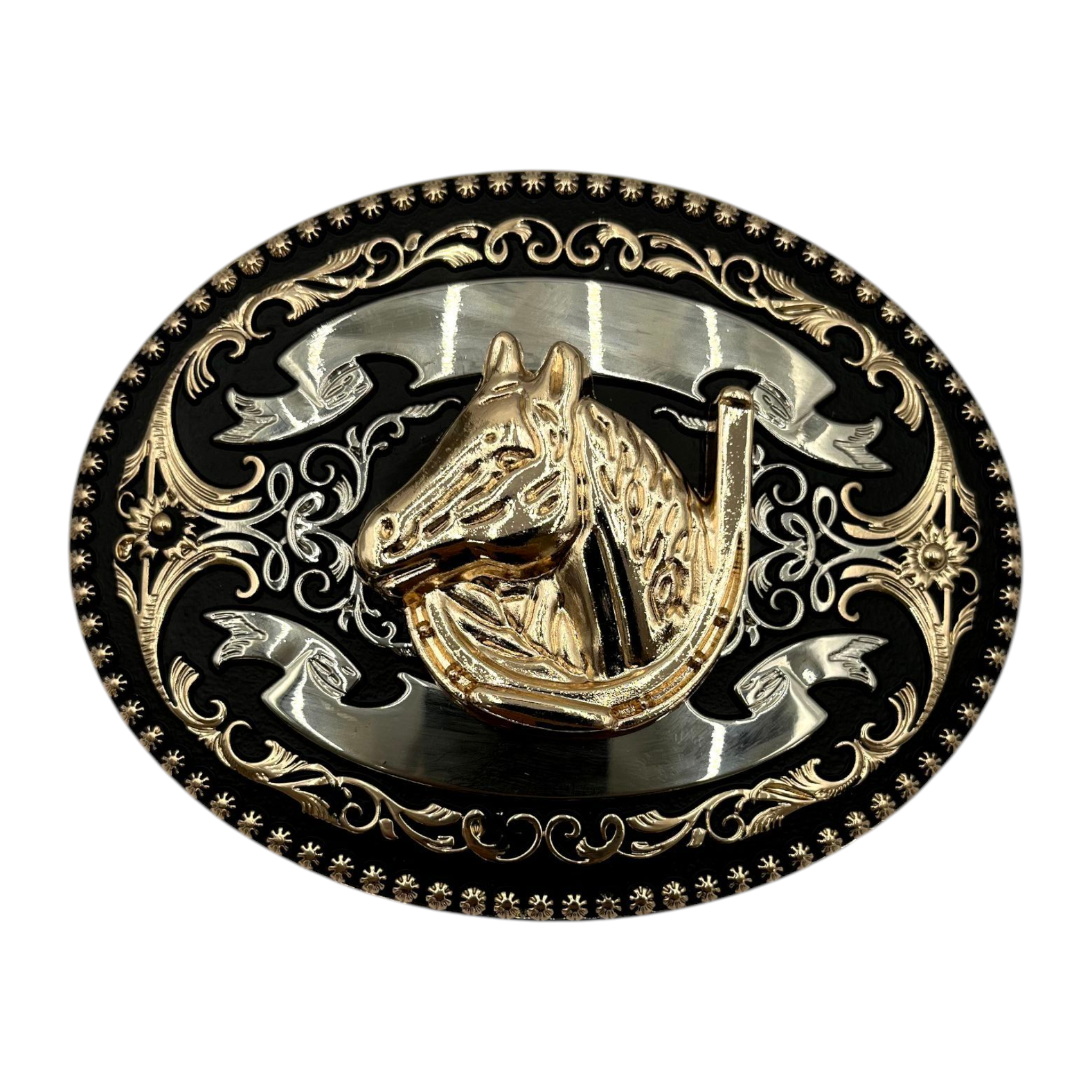 2025/07/1000210652-1.png HEBILLA DE ALPACAR VAQUERA REDONDA MODELO PERGAMINO CON FIGURA DE HERRADURA CABALLO