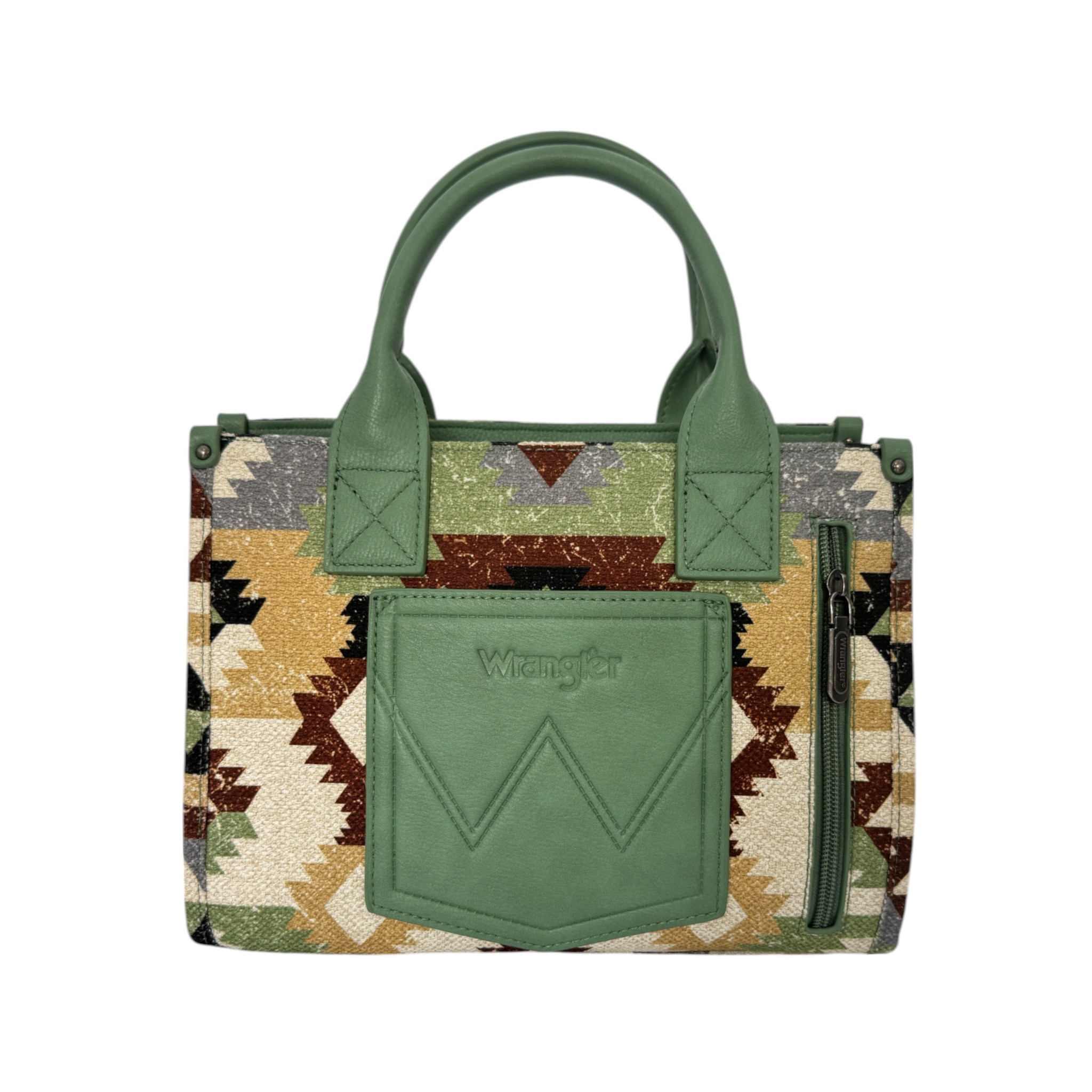 BOLSO DAMA WRANGLER VERDE/CAFE PIEL 166G