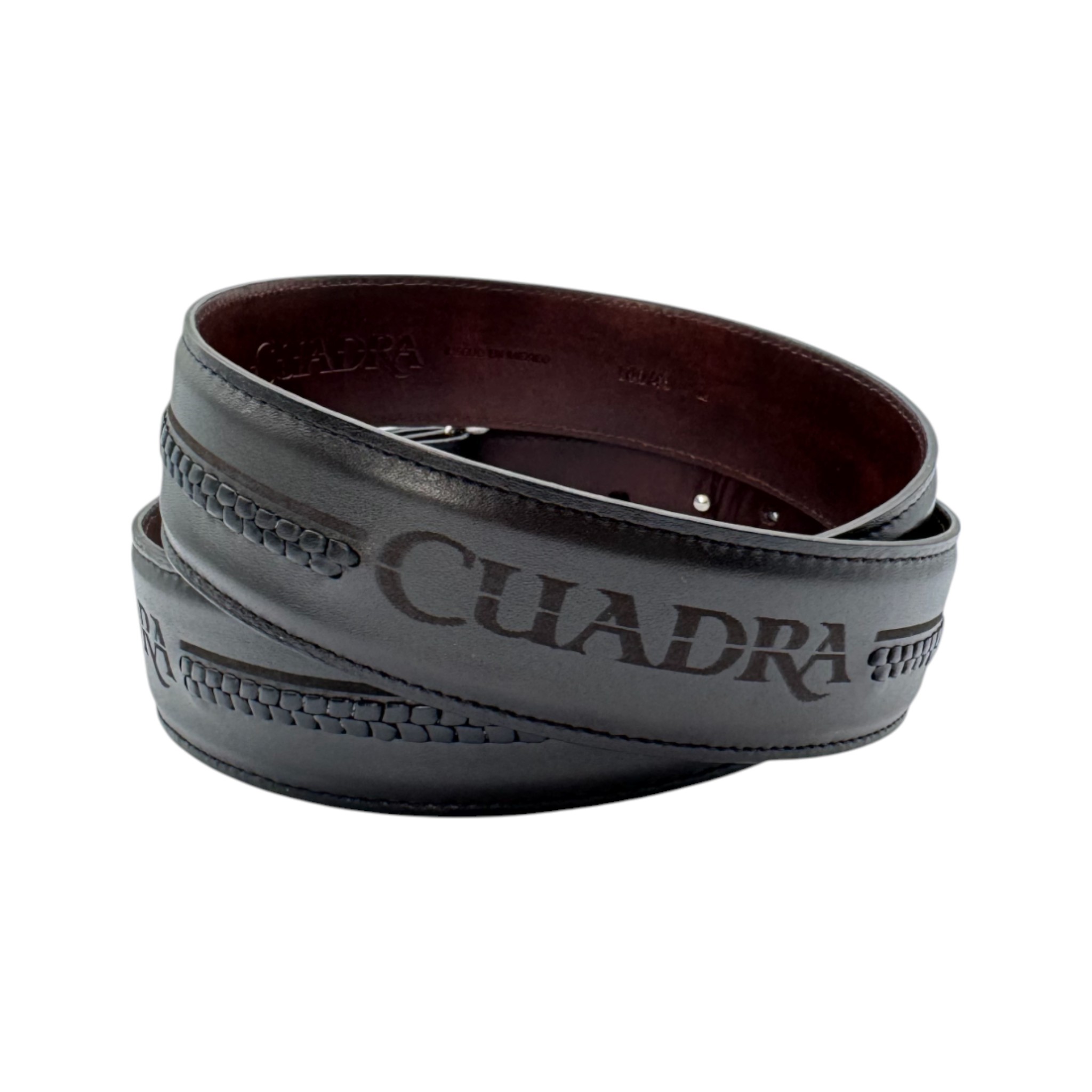 CINTO CUADRA EN PIEL GENUINA DE RES CON VENADO.