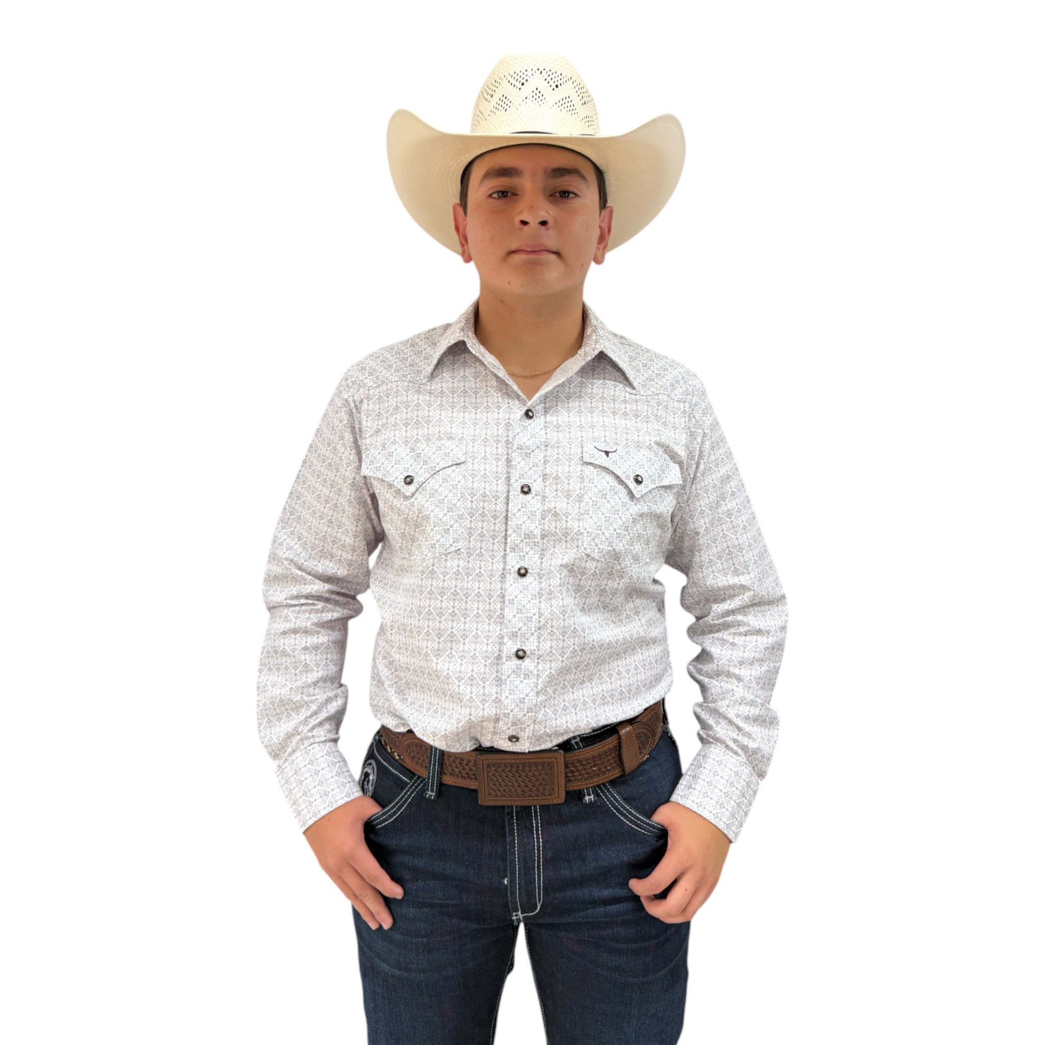 CAMISA RODEO WEST BLANCO ESTAMPADO .