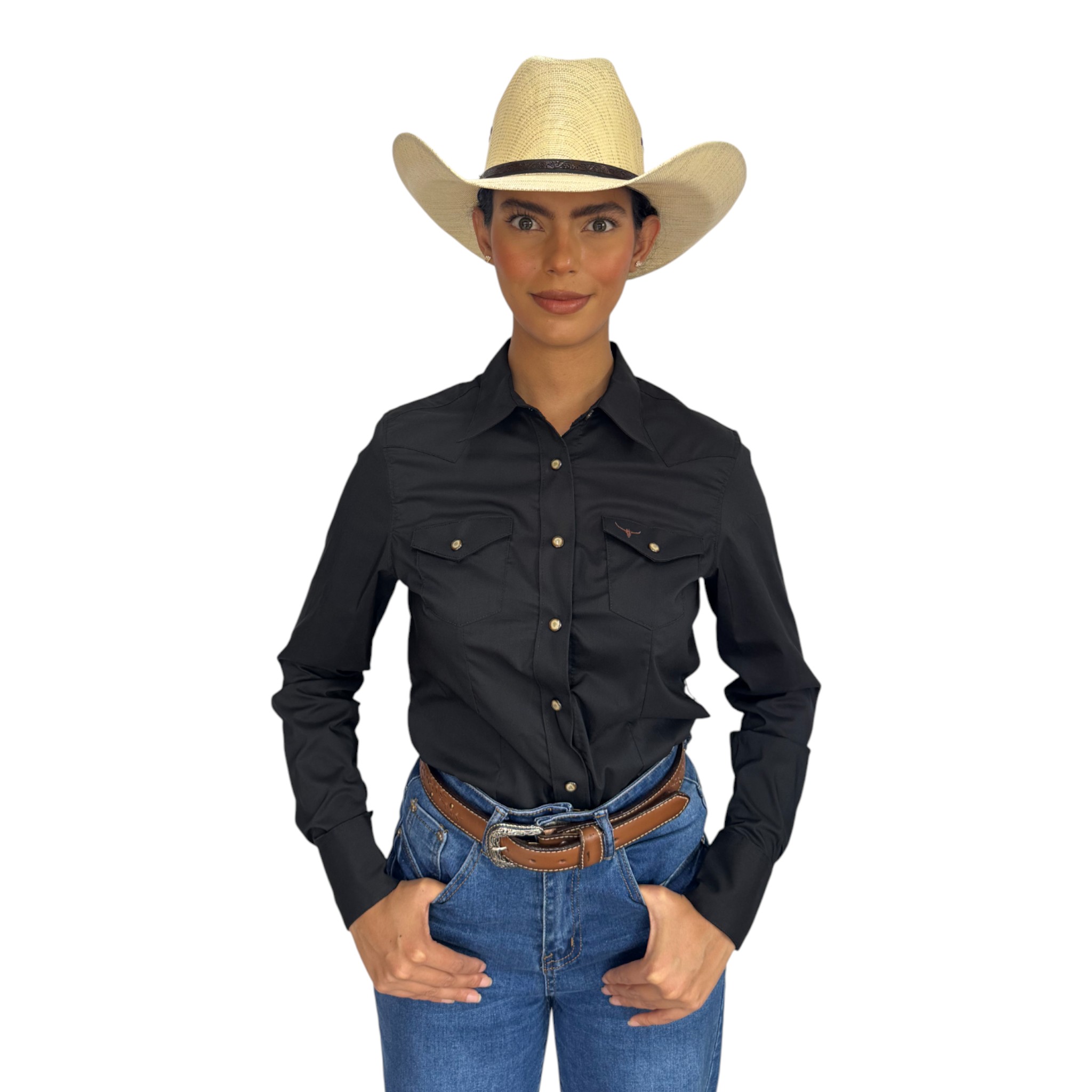 CAMISA RODEO WEST LISA NEGRA