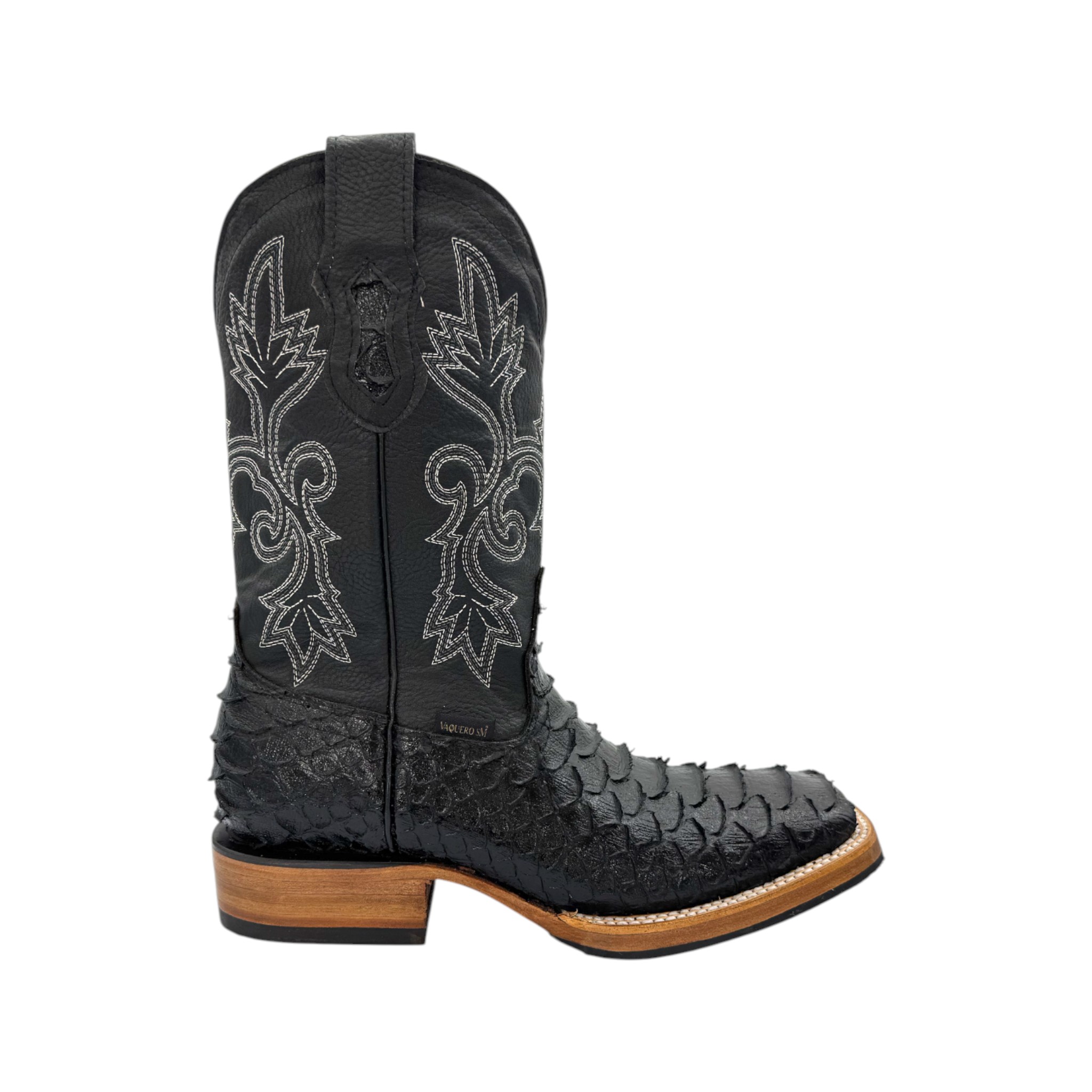 BOTA VAQUERO SM HORMA RODEO IMIT. PITON NEGRO.