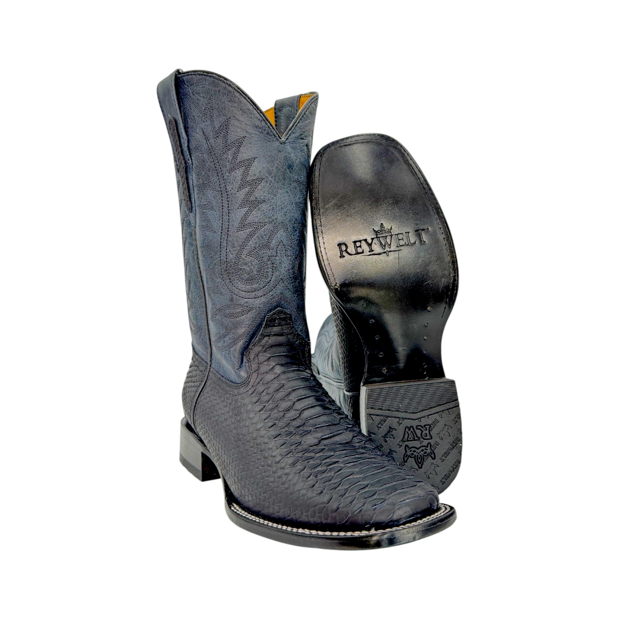 BOTA REYWELT IMITACION PITON NEGRO.