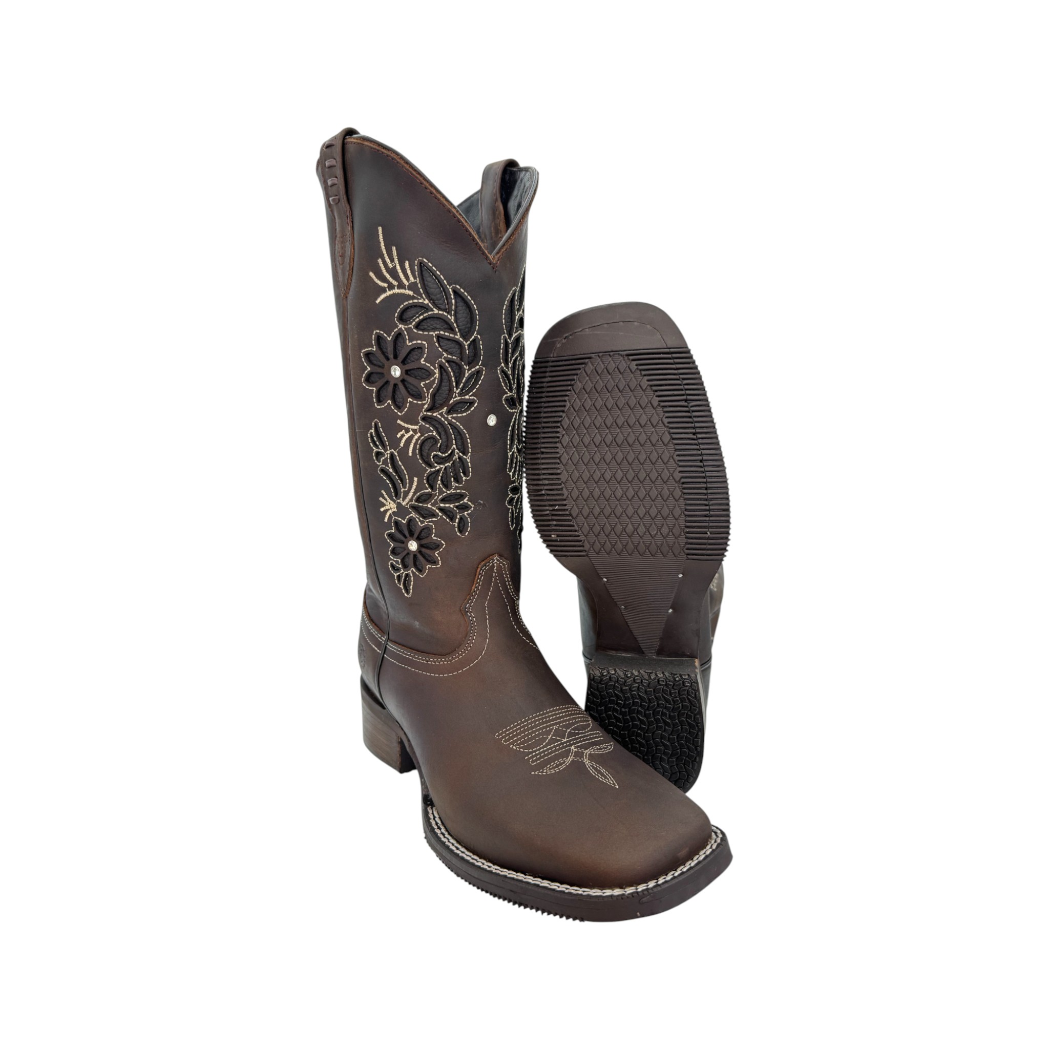 BOTA CABALLO DORADO EN HORMA RODEO EN BORDADO CON LASER CRAZY TANG.