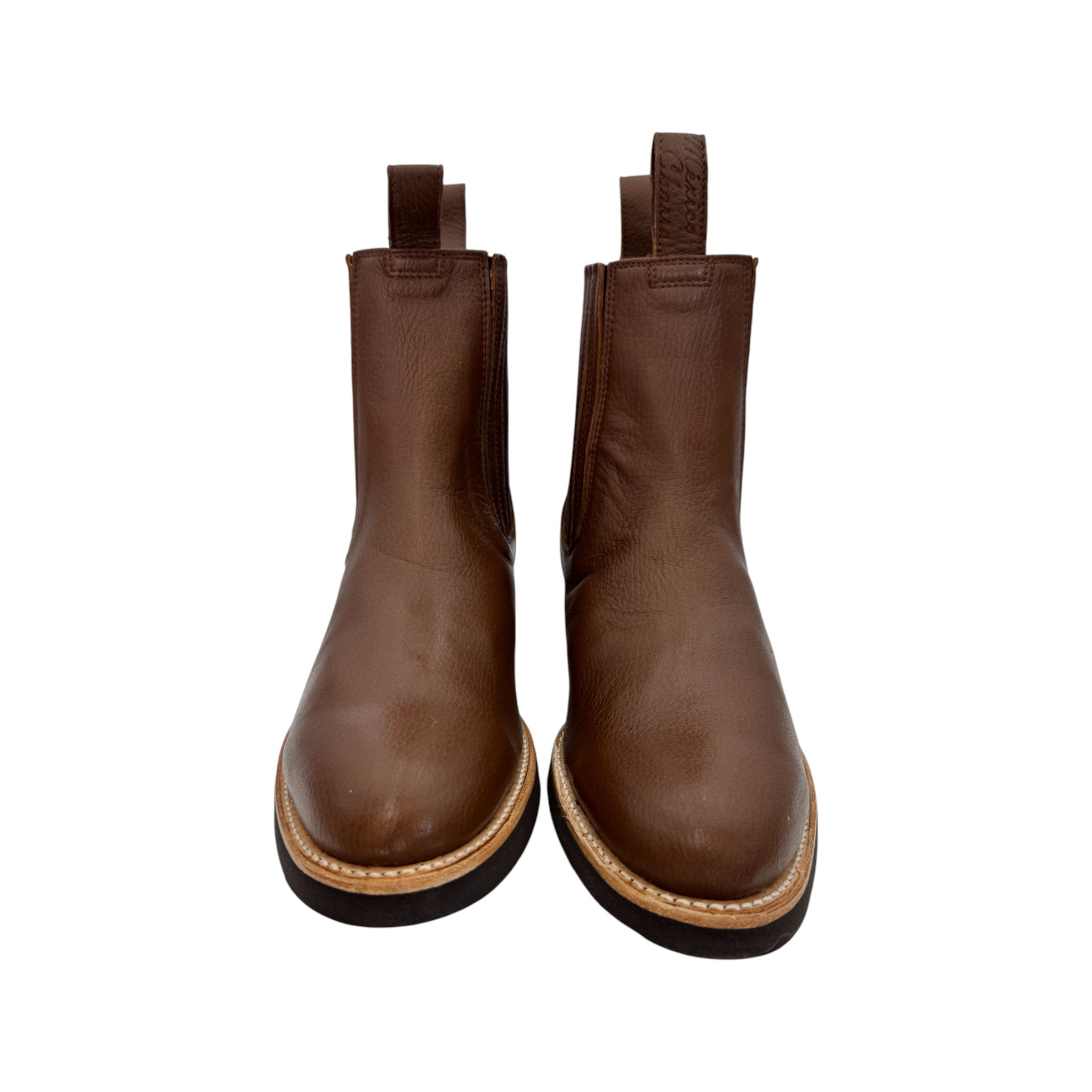 BOTIN MEXICO CHARRO PIEL DE VENADO TABACO CON SUELA DE POLIURETANO.