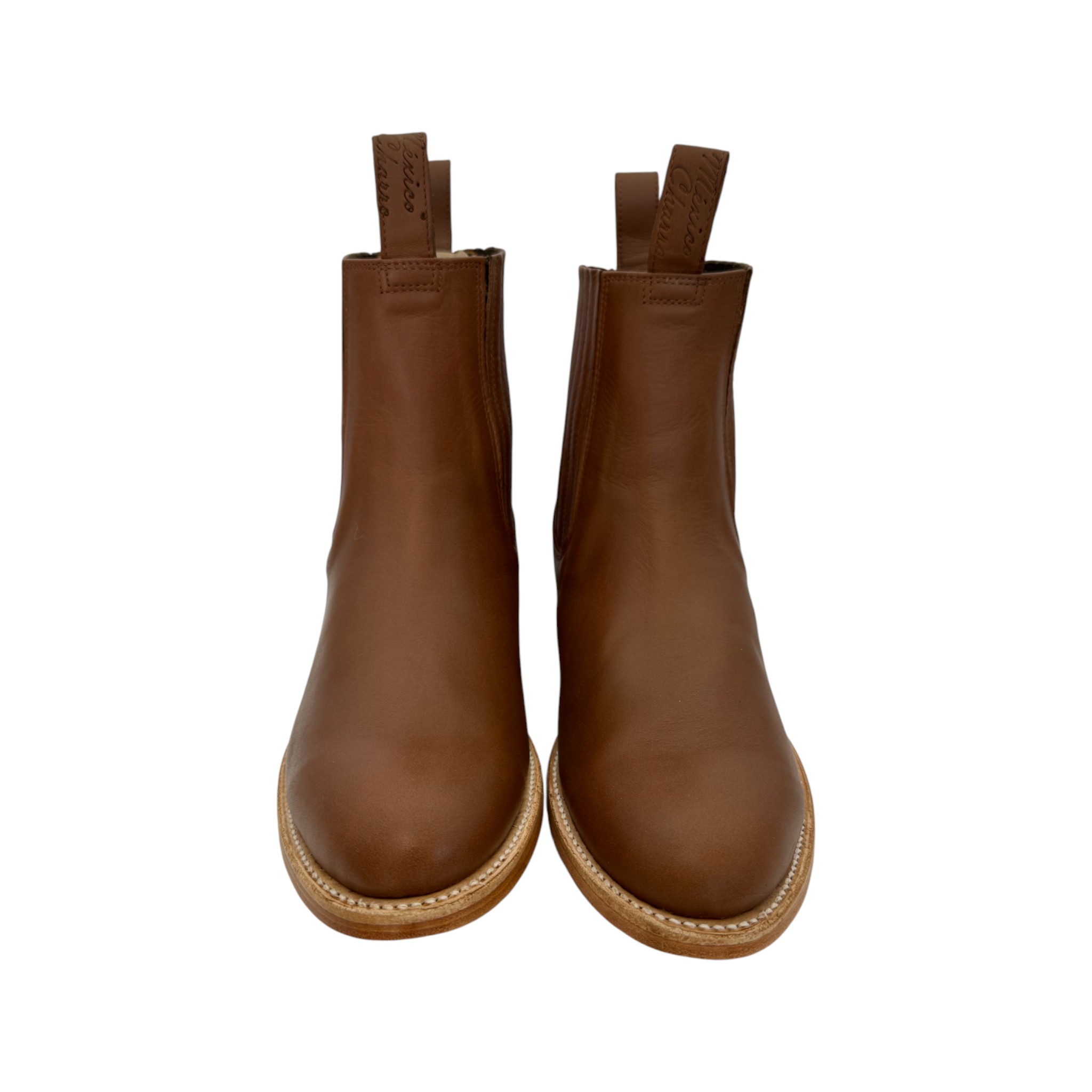 IMG_1180 BOTIN MEXICO CHARRO PIEL DE RES TABACO CON SUELA DE CUERO.