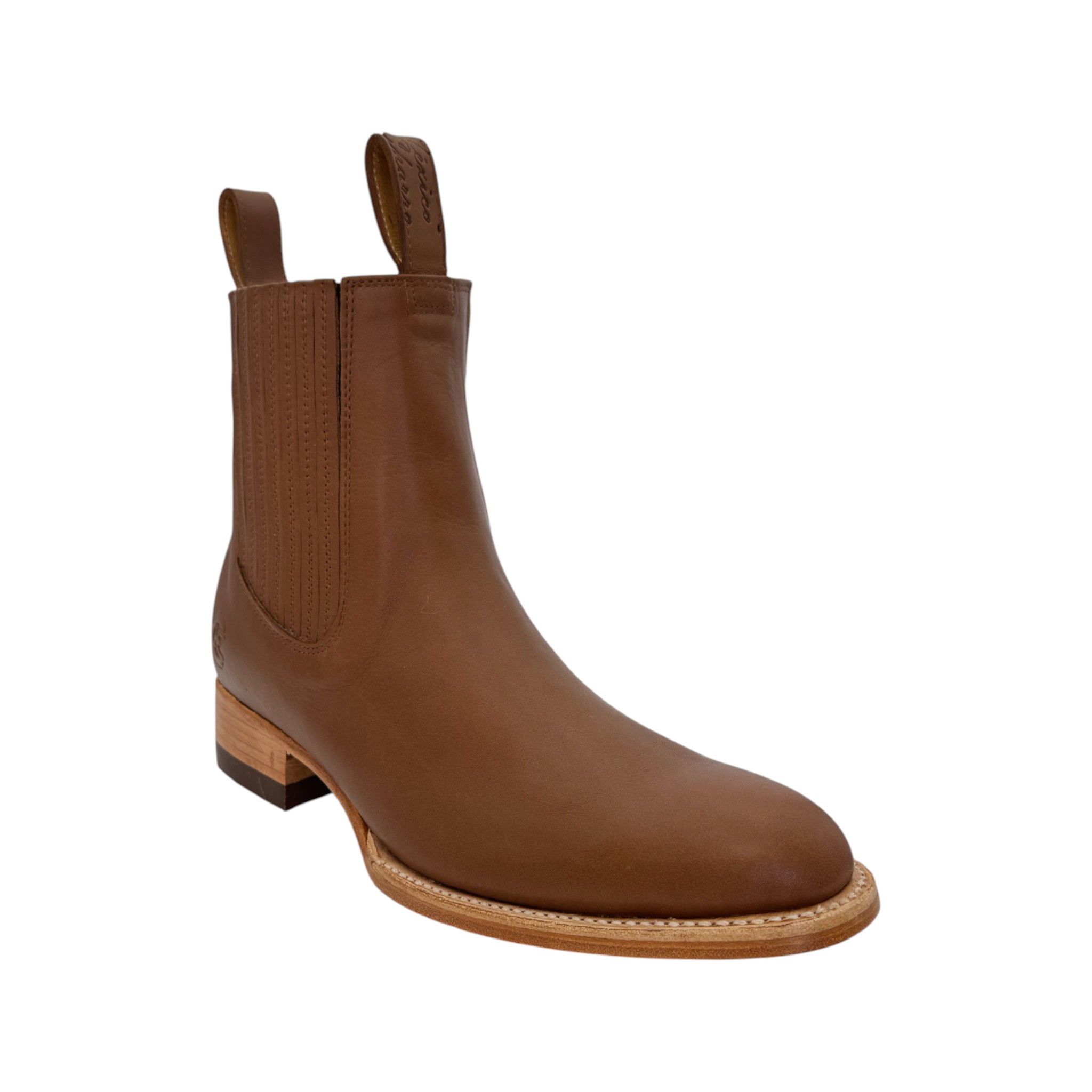 BOTIN MEXICO CHARRO PIEL DE RES TABACO CON SUELA DE CUERO.