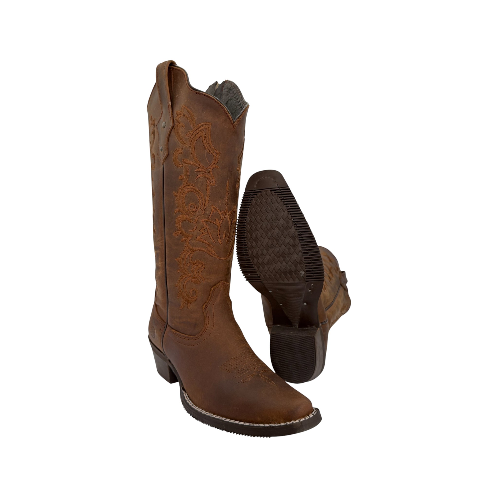 BOTA CABALLO DORADO EN HORMA PUNTAL PARA DAMA COLOR TANG.