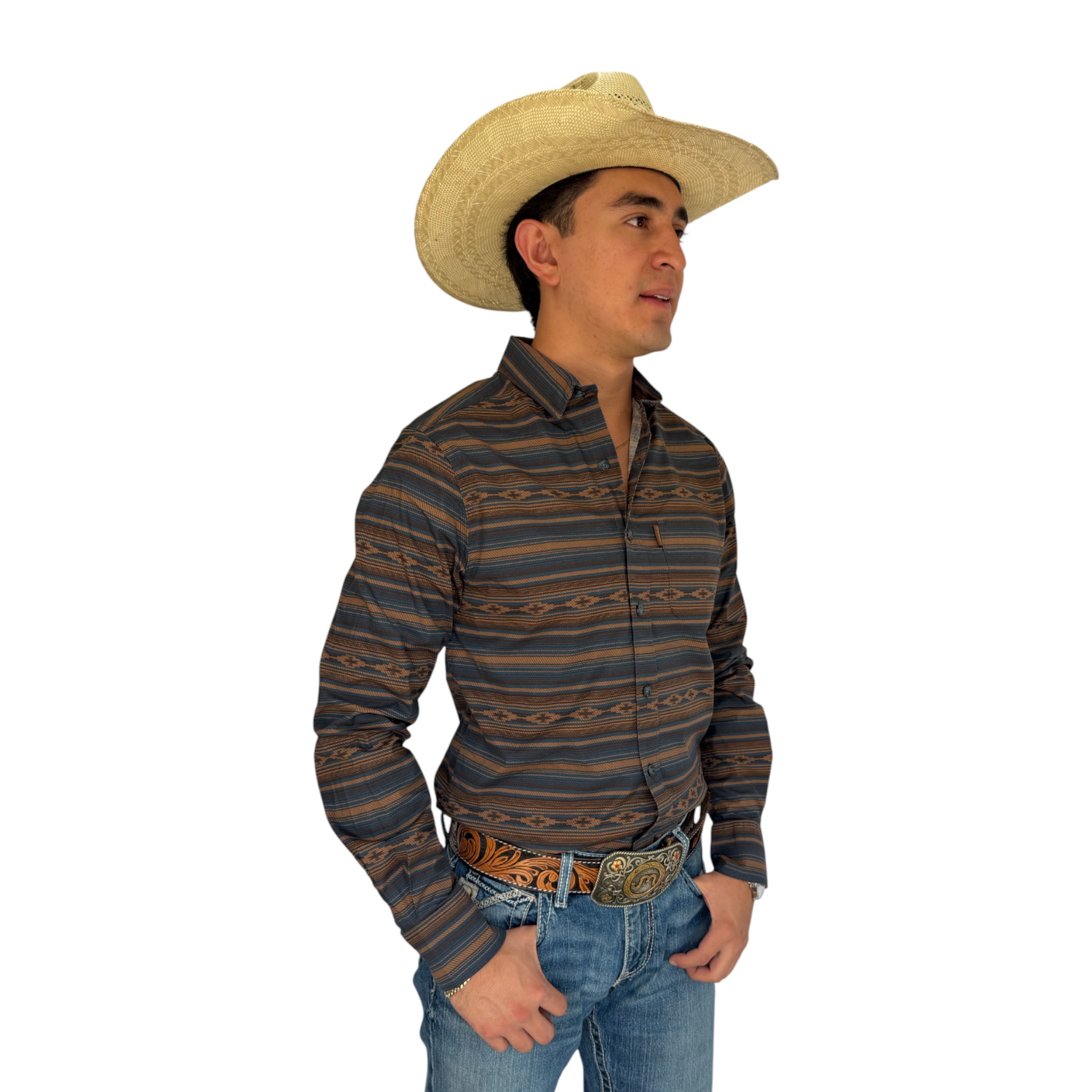 CAMISA ARIAT CHECOTAH CAFÉ.