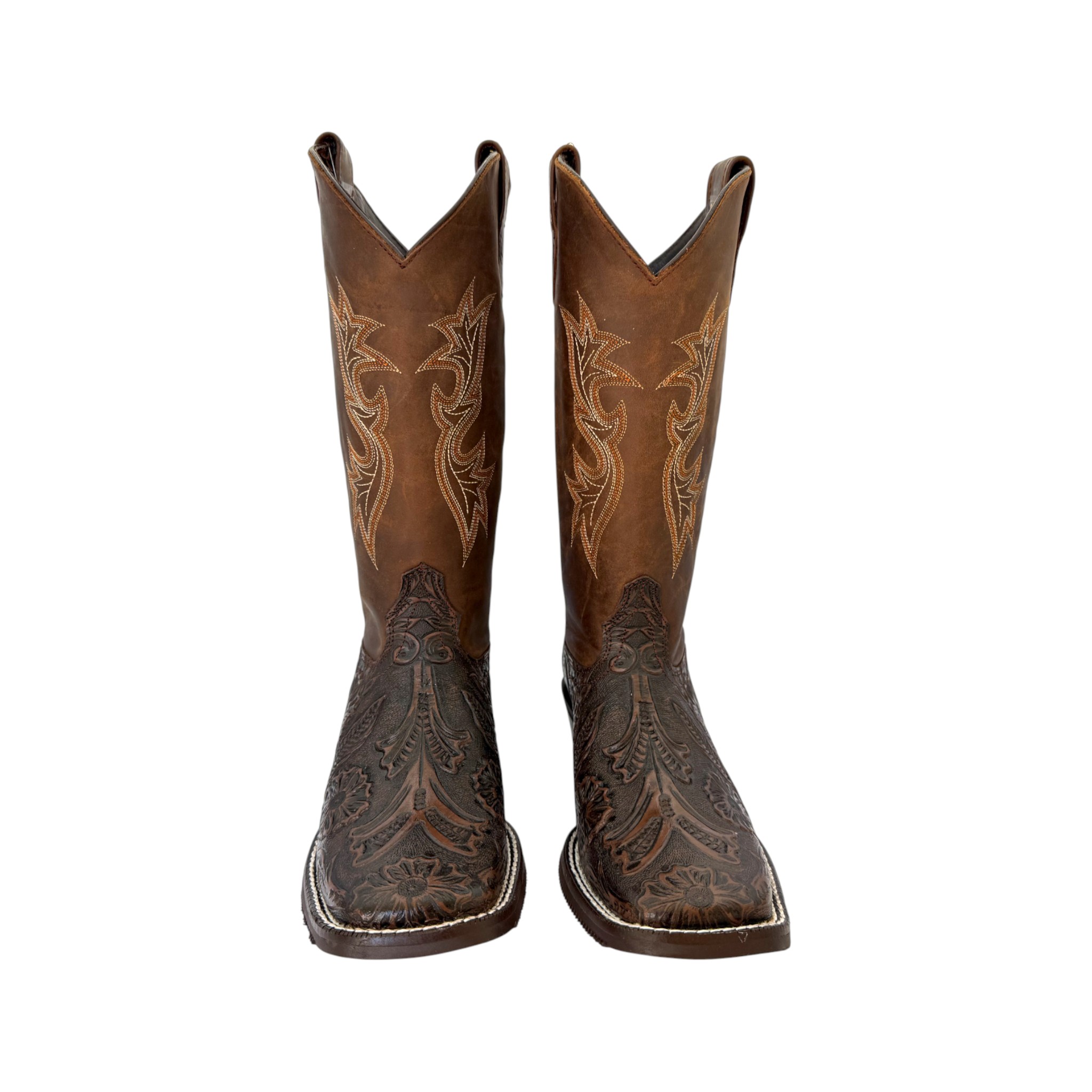 BOTA CABALLO DORADO 3782 CINCELADO CAFE.