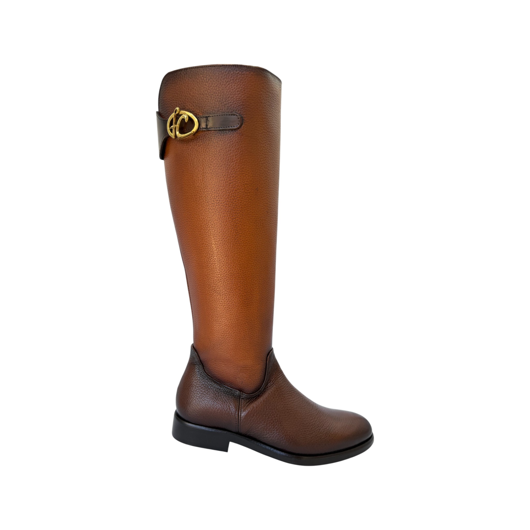 BOTA CUADRA PARA DAMA EN PIEL GENUINA DE VENADO MIEL.