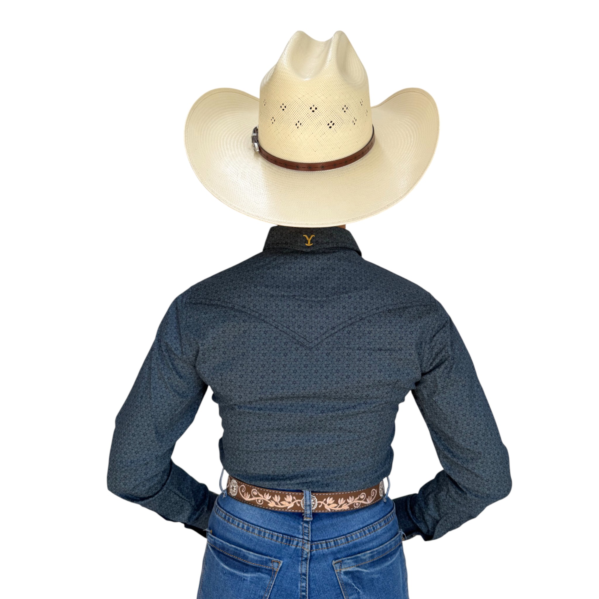 CAMISA DAMA YELLOWSTONE AZUL MARINO.