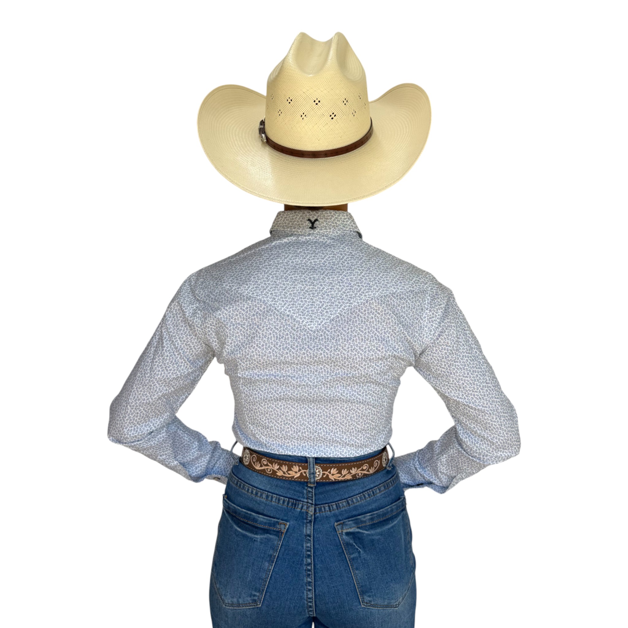 CAMISA DAMA YELLOWSTONE BLANCA FLOREADO.