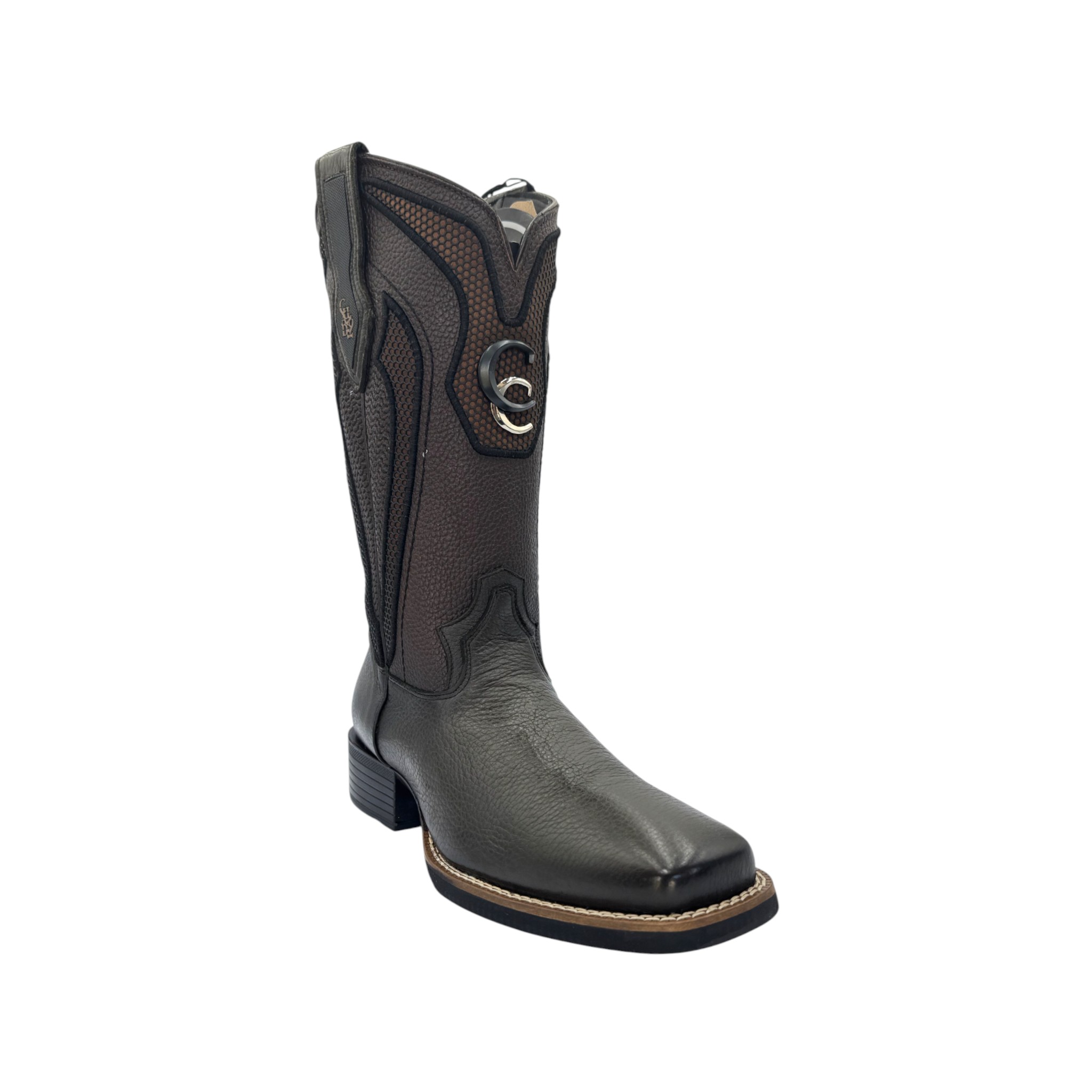 BOTA CUADRA RODEO DE CABALLERO EN PIEL GENUINA DE VENADO.