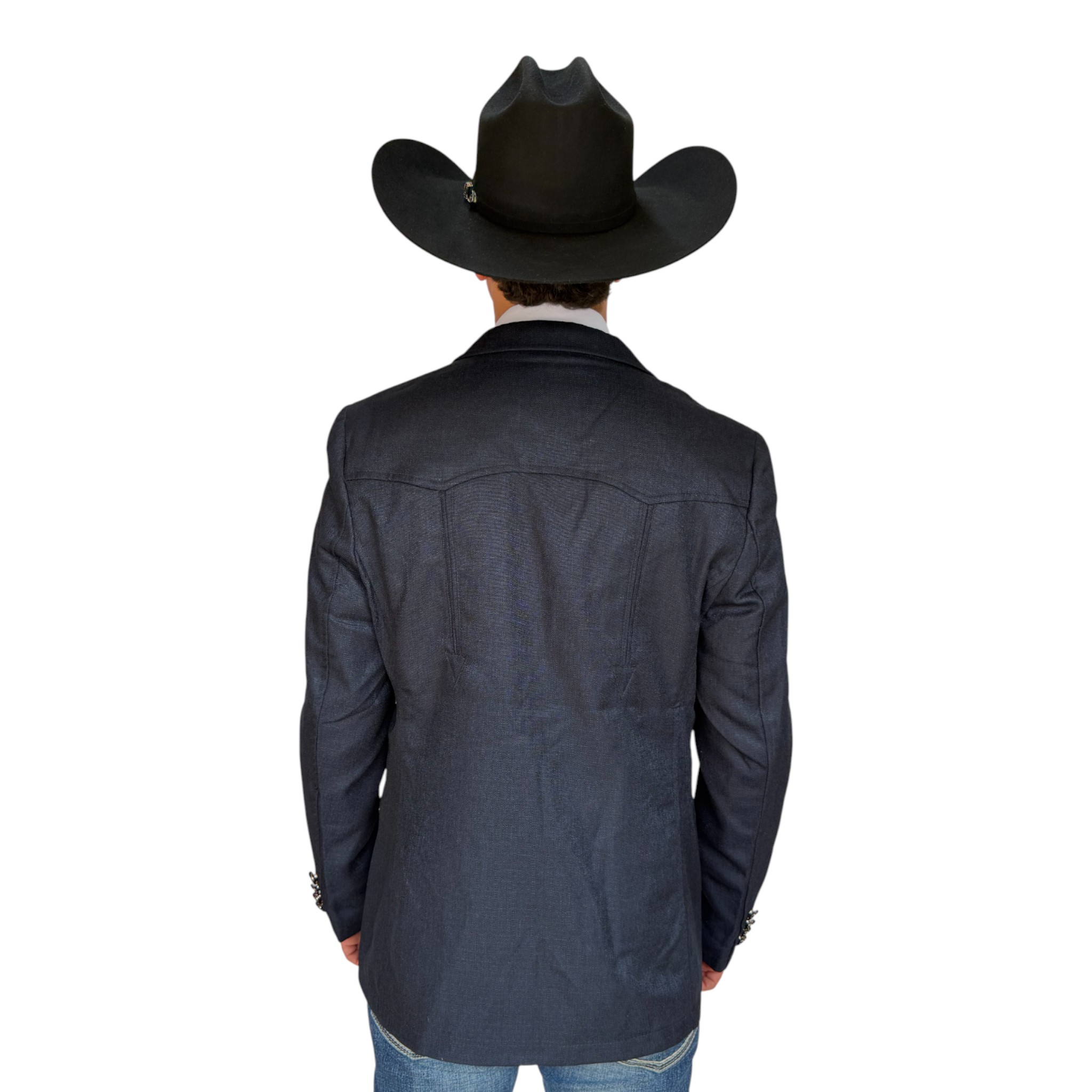SACO MCALLEN COWVOY YUCATECO AZUL NAVY.