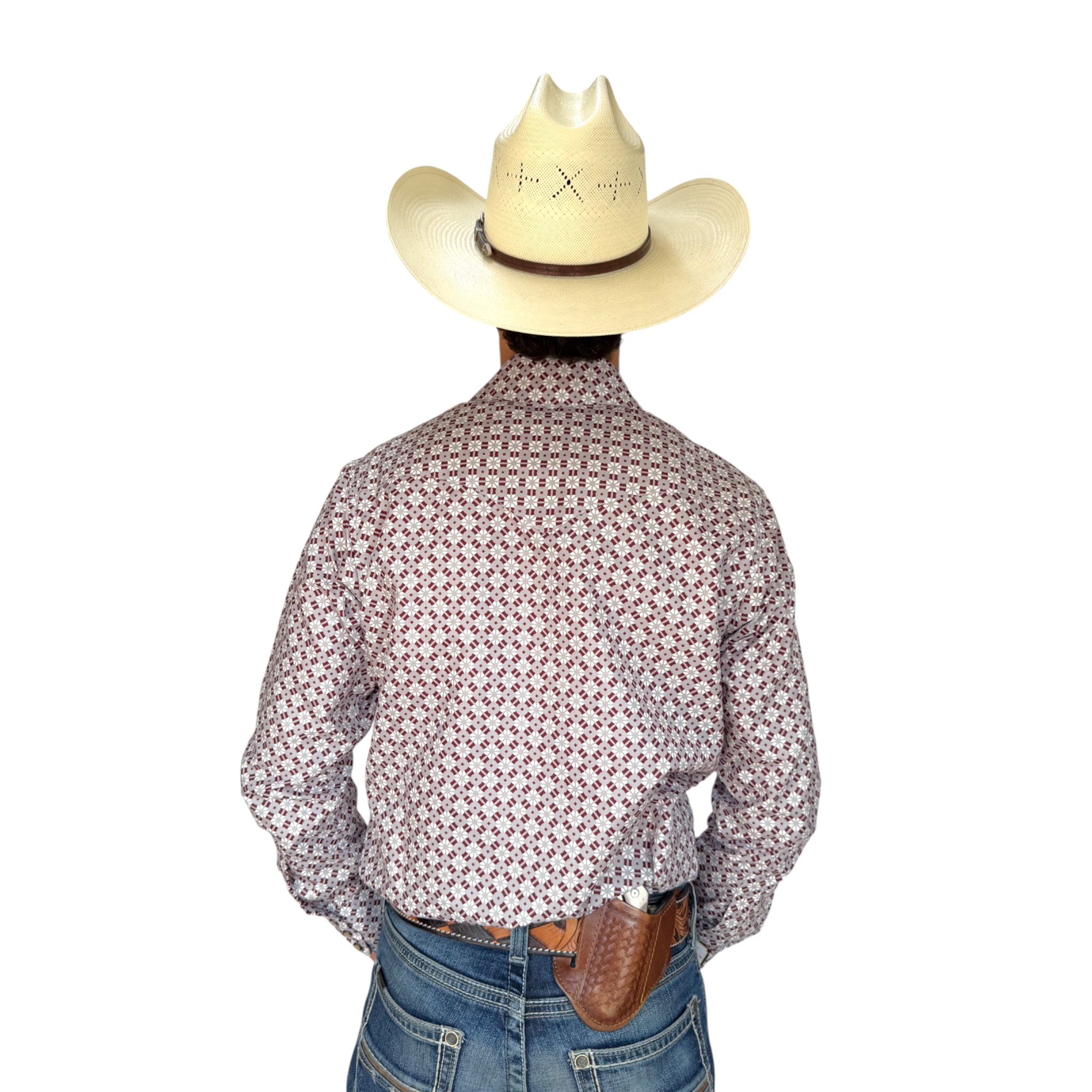 CAMISA RODEO WEST ESTAMPADO BURDEO.