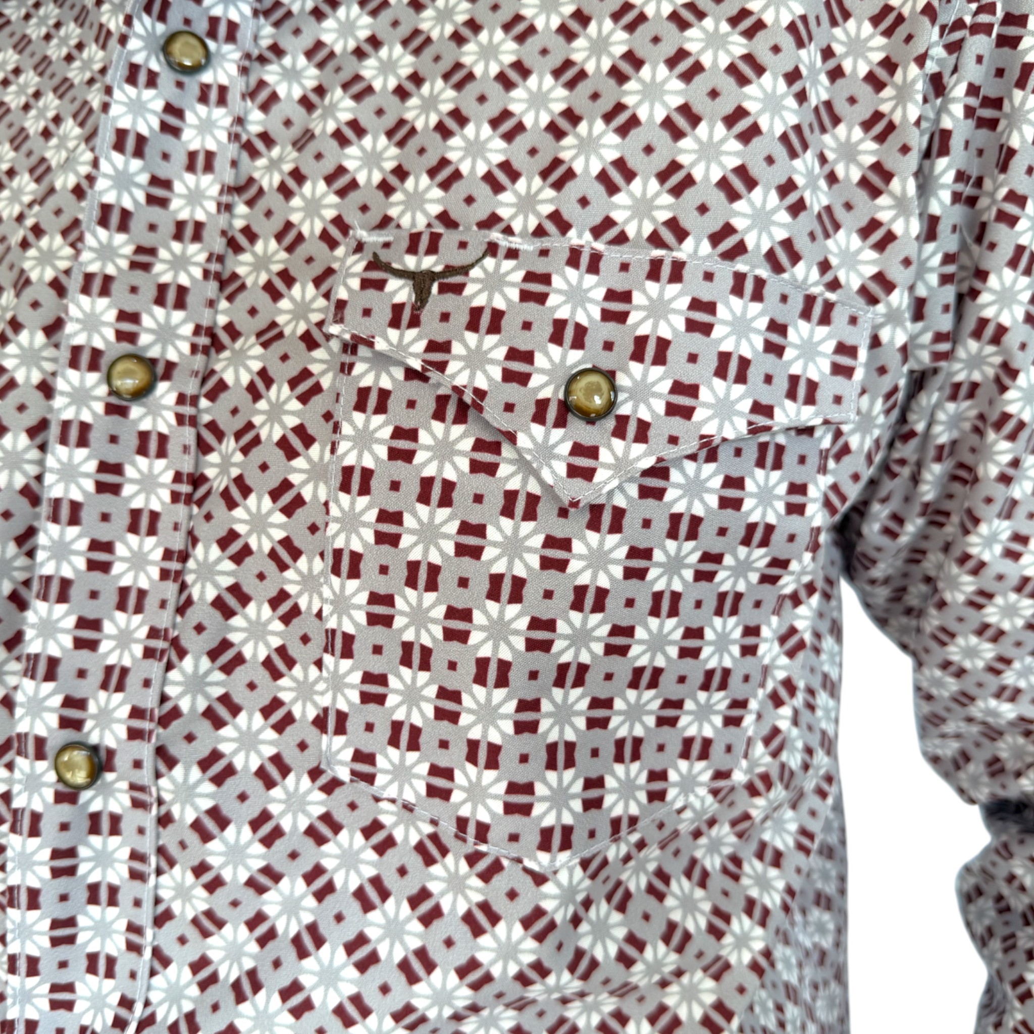 CAMISA RODEO WEST ESTAMPADO BURDEO.