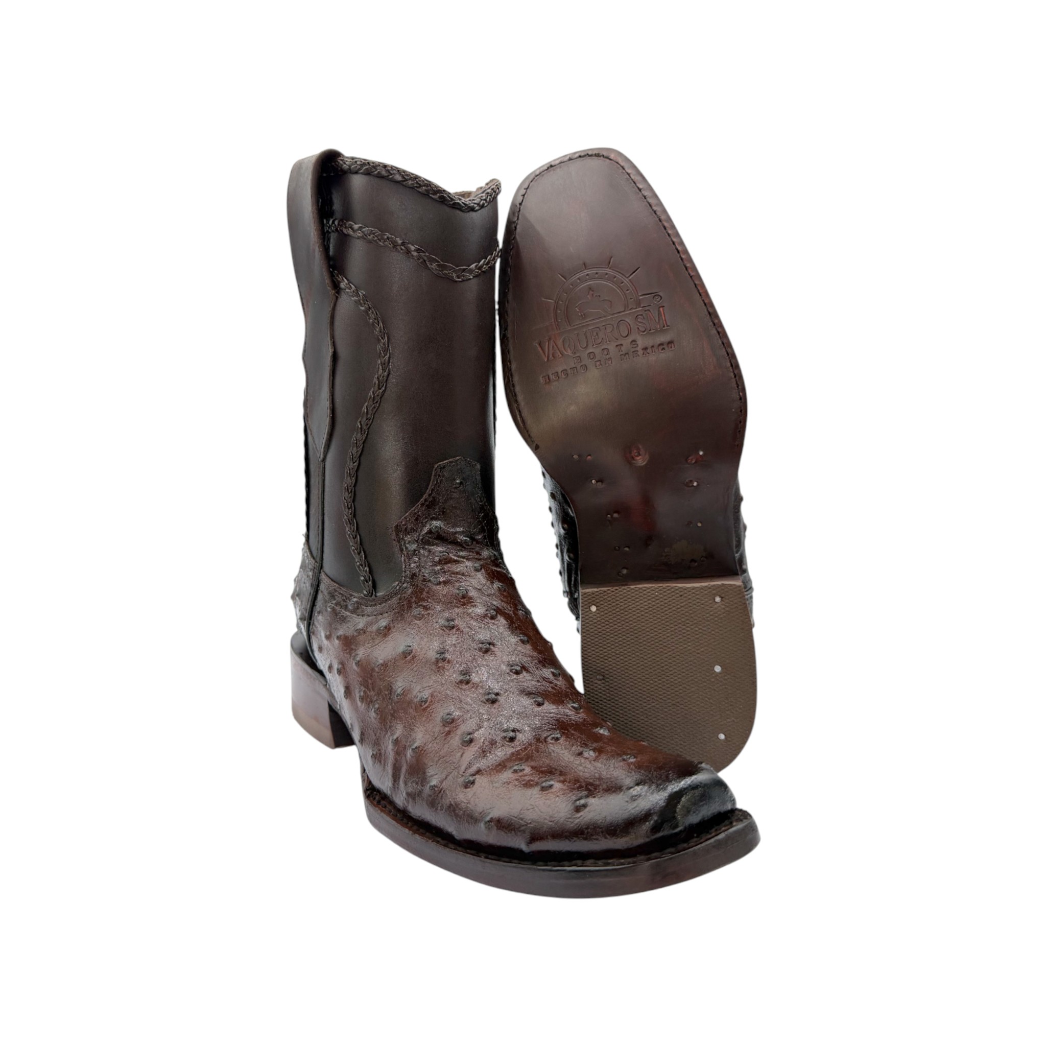 BOTA VAQUERO SM HORMA FRANCO PIEL DE AVESTRUZ CAFÉ.