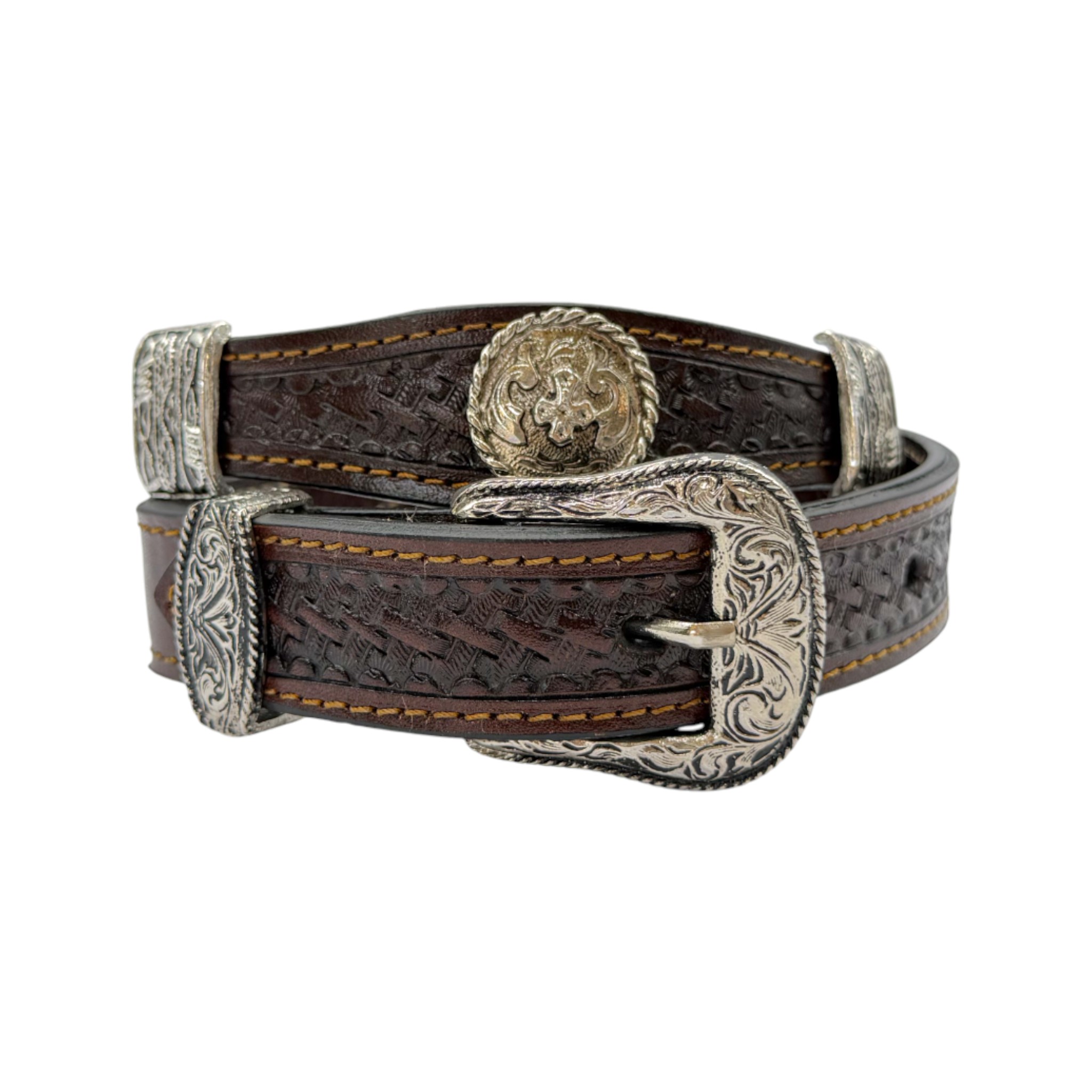 CINTO ORLEADO CONCHO FINO CAFÉ.