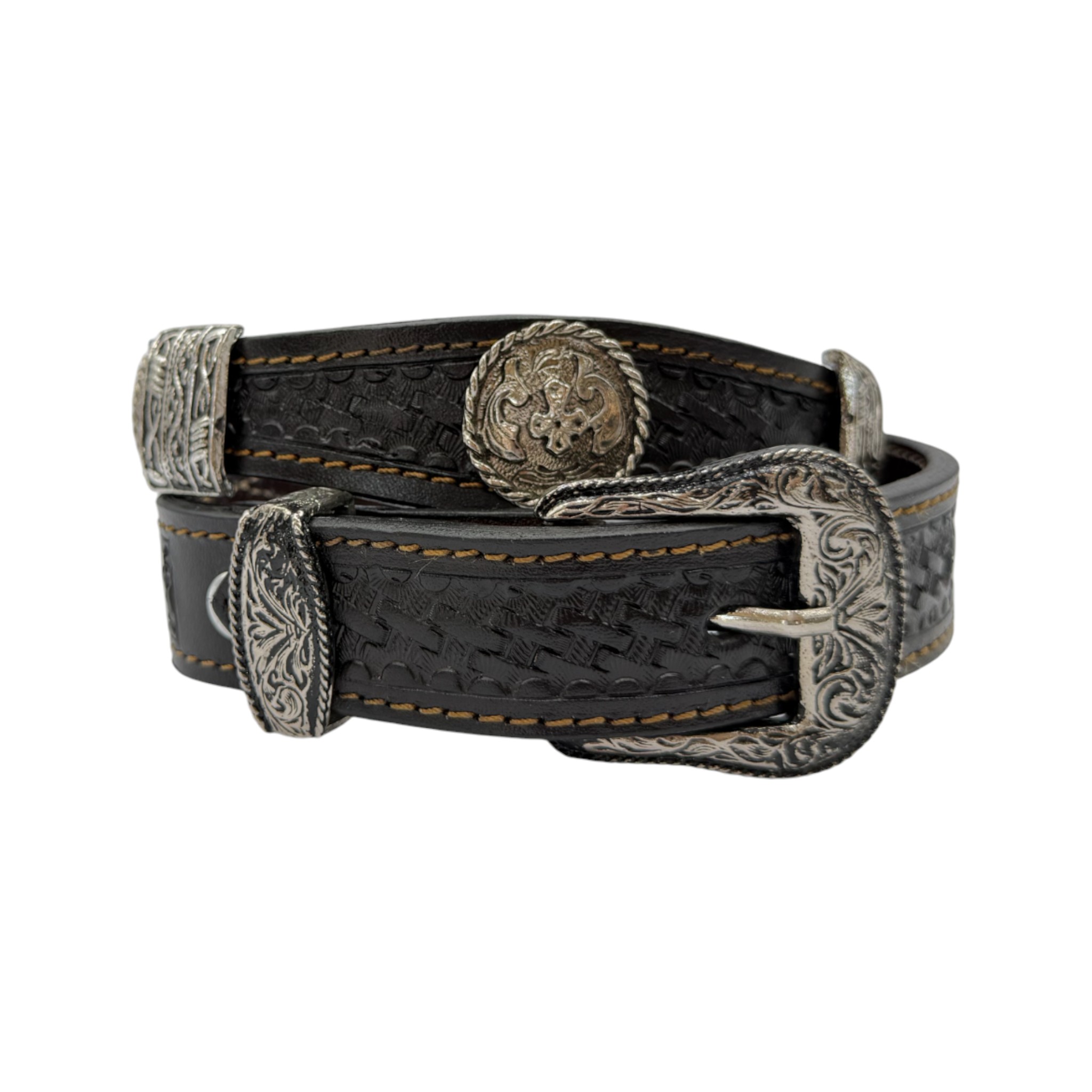 CINTO ORLEADO CONCHO FINO NEGRO.