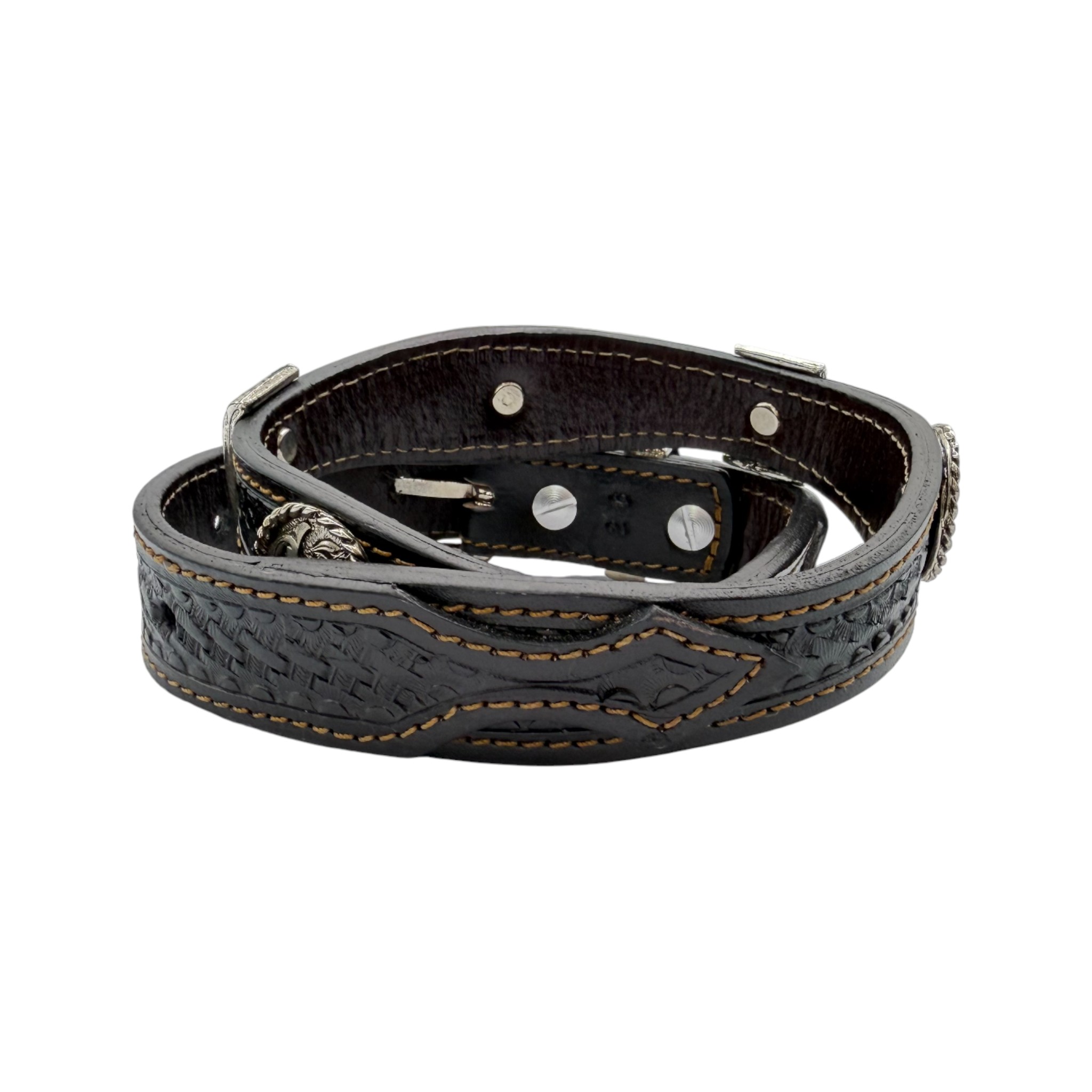 CINTO ORLEADO CONCHO FINO NEGRO.