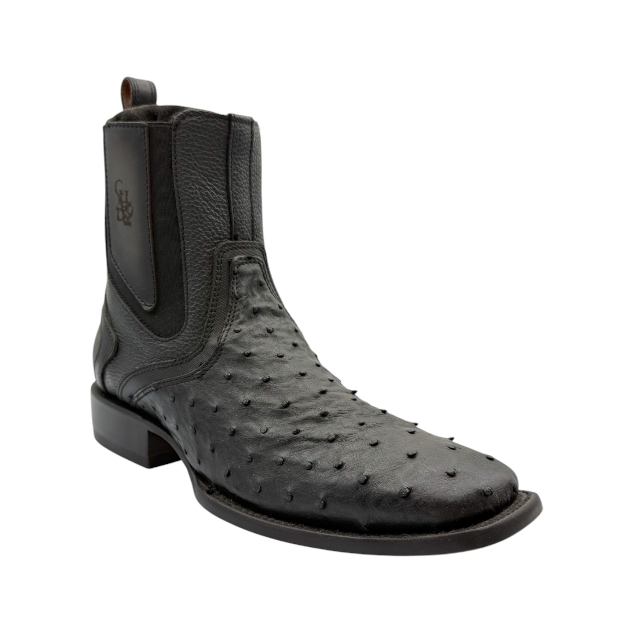 BOTIN CUADRA EN PIEL GENUINA DE AVESTRUZ.