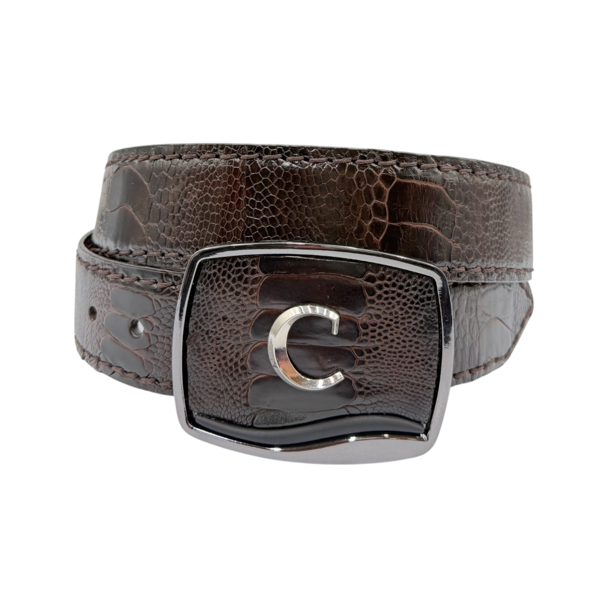 CINTO CUADRA PATA AVESTRUZ CAFÉ.