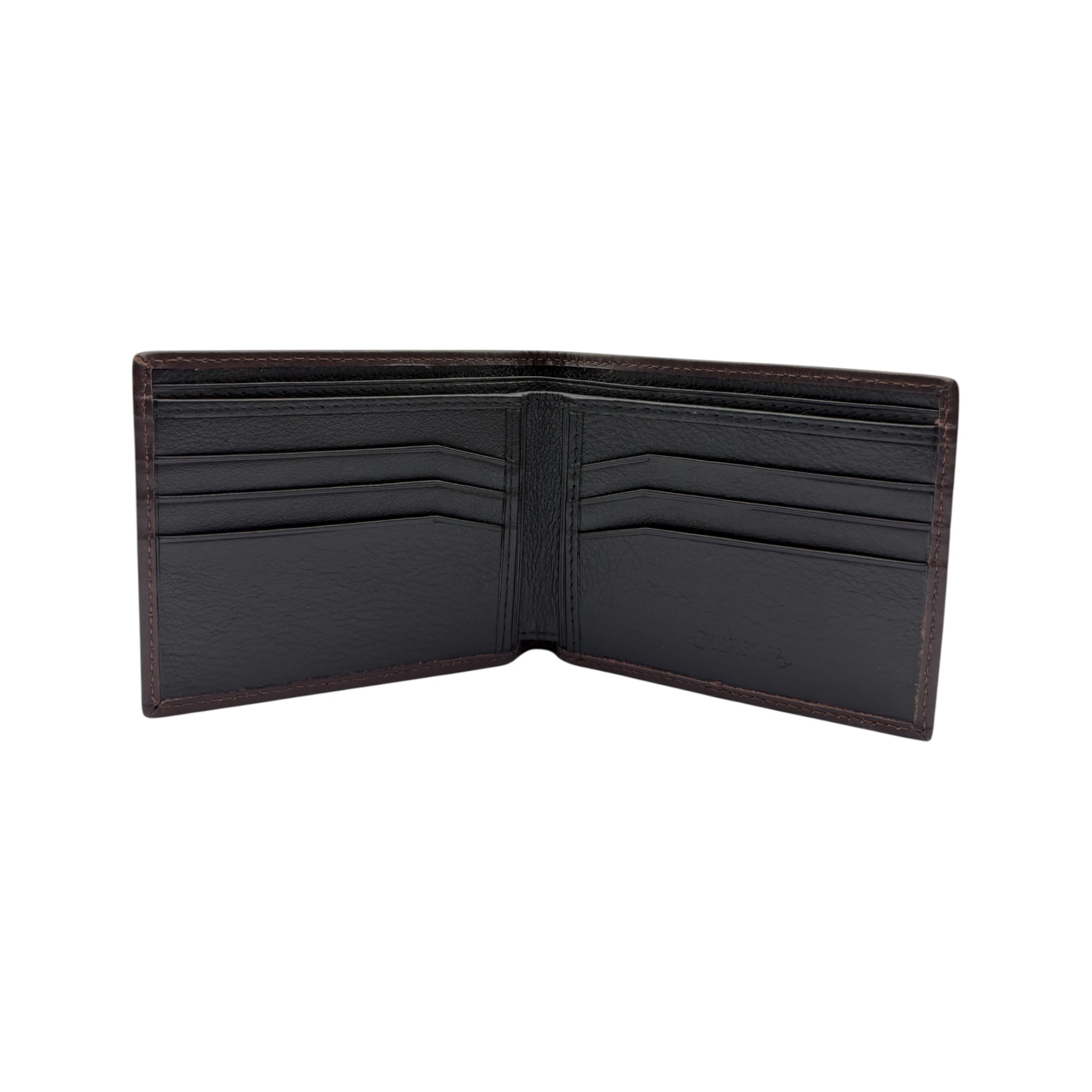 CARTERA CUADRA EN PIEL GENUINA DE PATA DE AVESTRUZ CAFÉ.